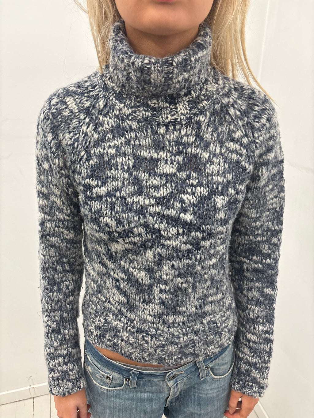 Chunky Grey Marled Turtleneck Sweater