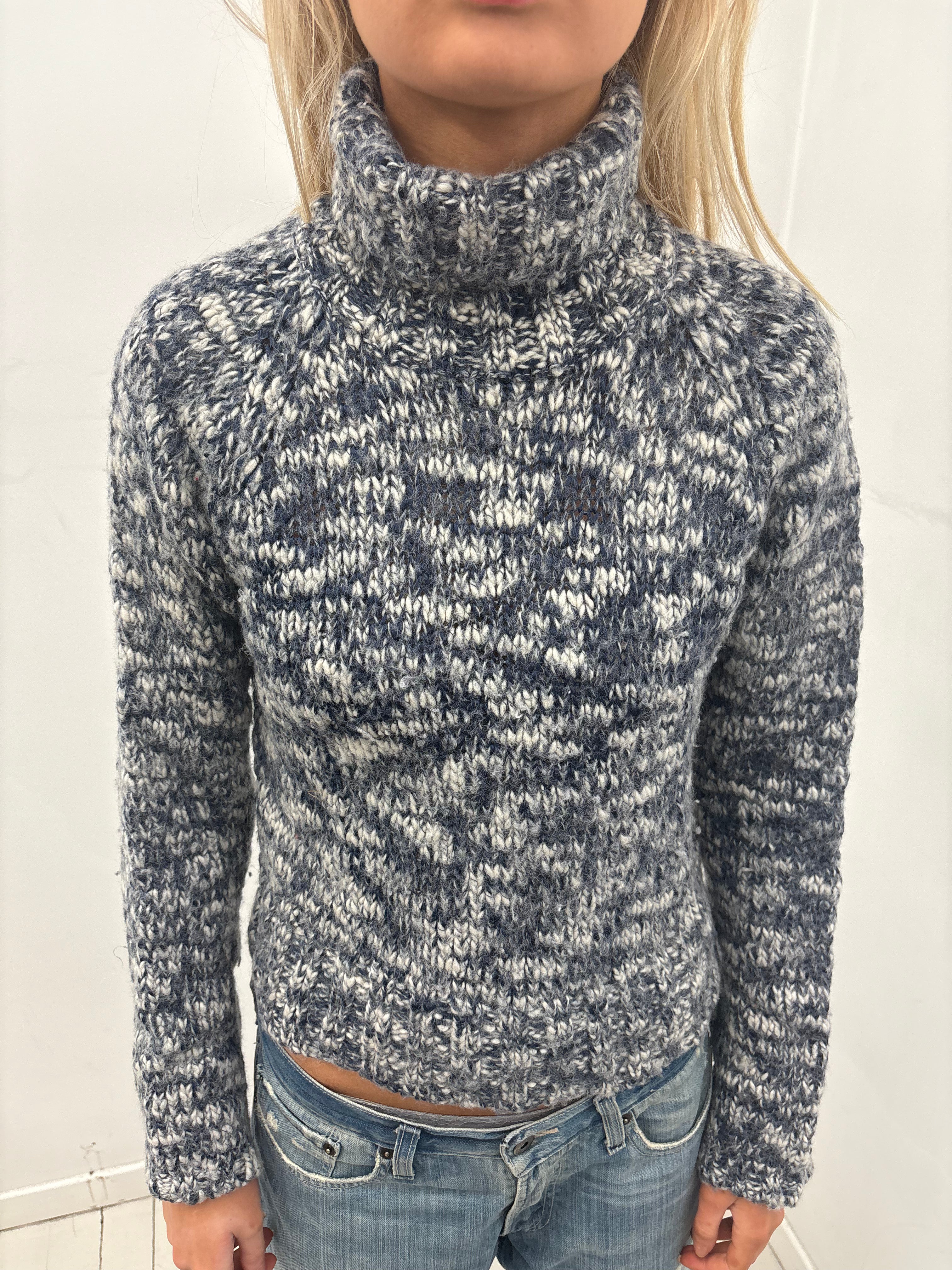 Chunky Grey Marled Turtleneck Sweater