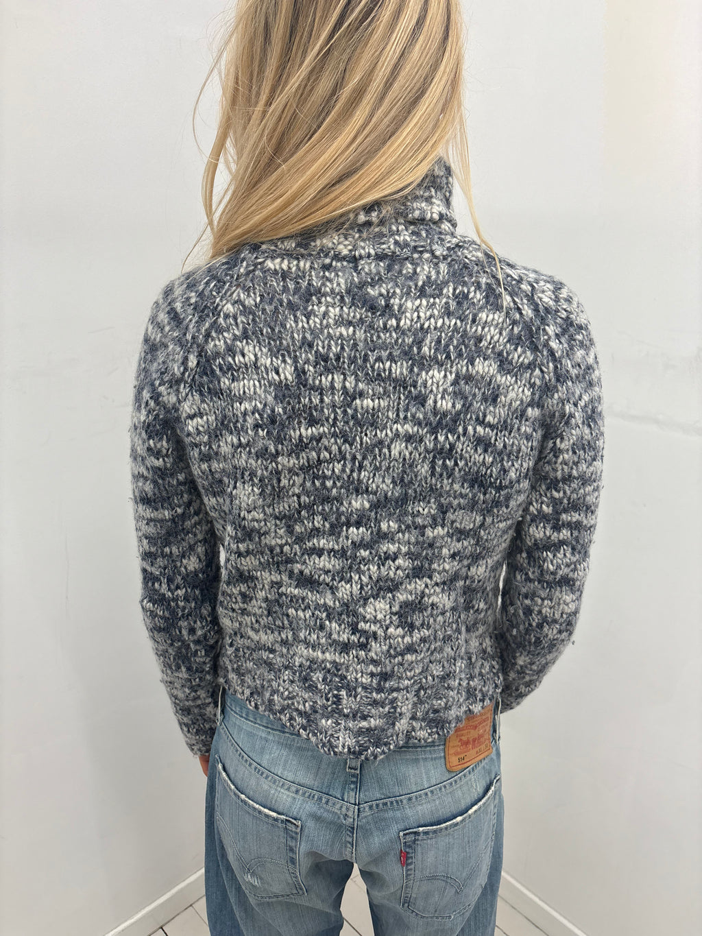 Chunky Grey Marled Turtleneck Sweater