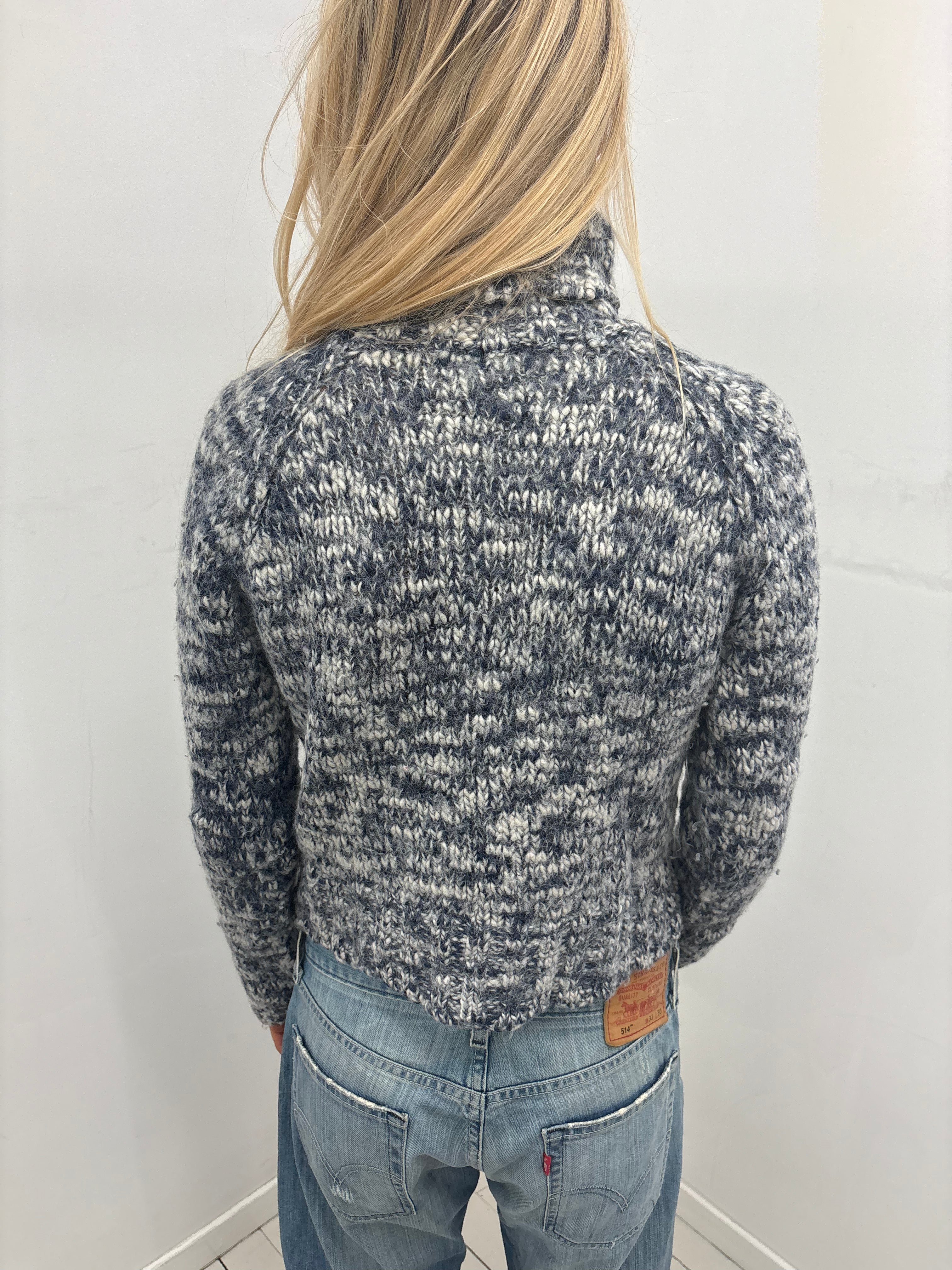 Chunky Grey Marled Turtleneck Sweater