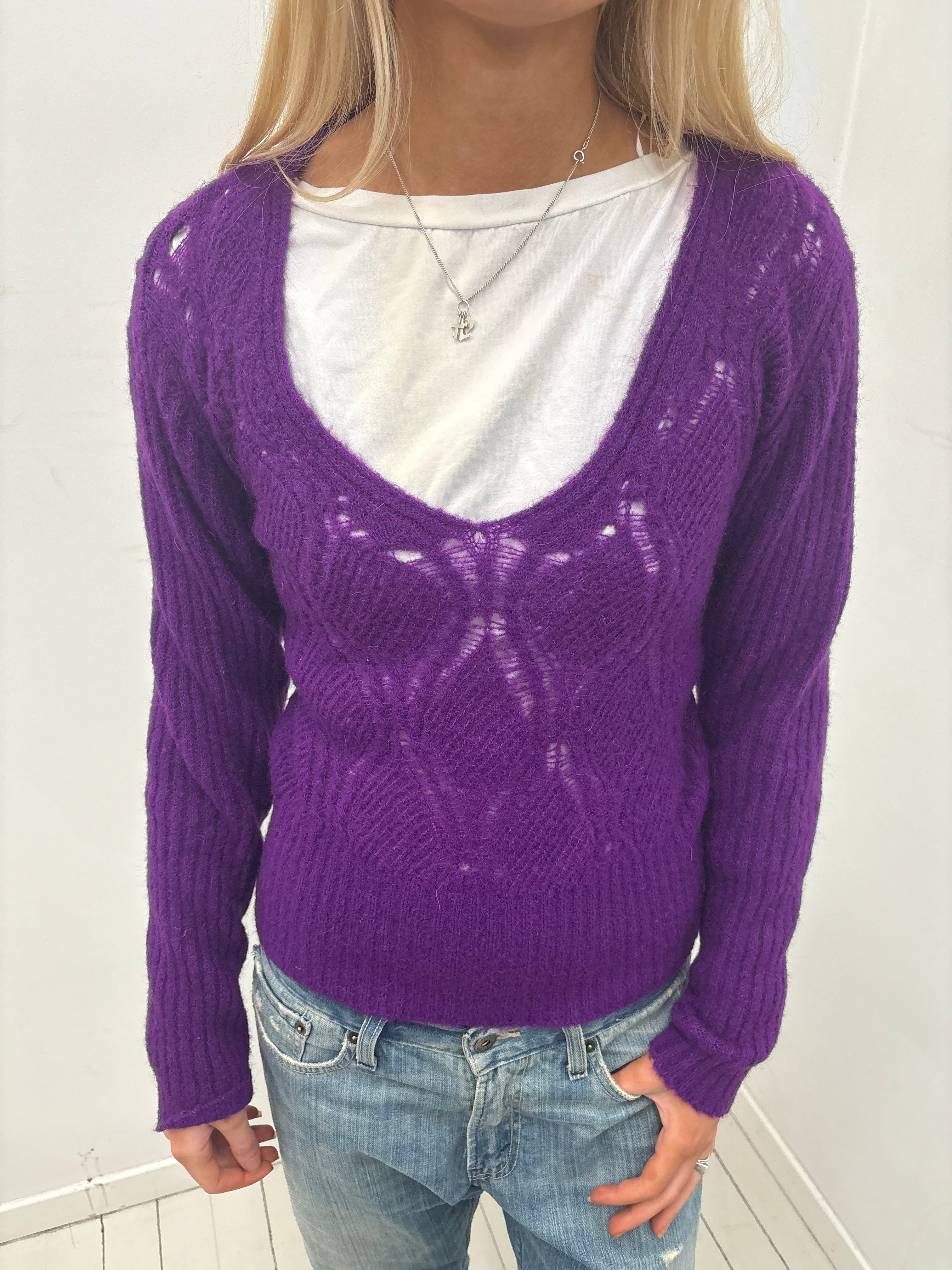 Y2K Purple Mohair Blend Knit Sweater