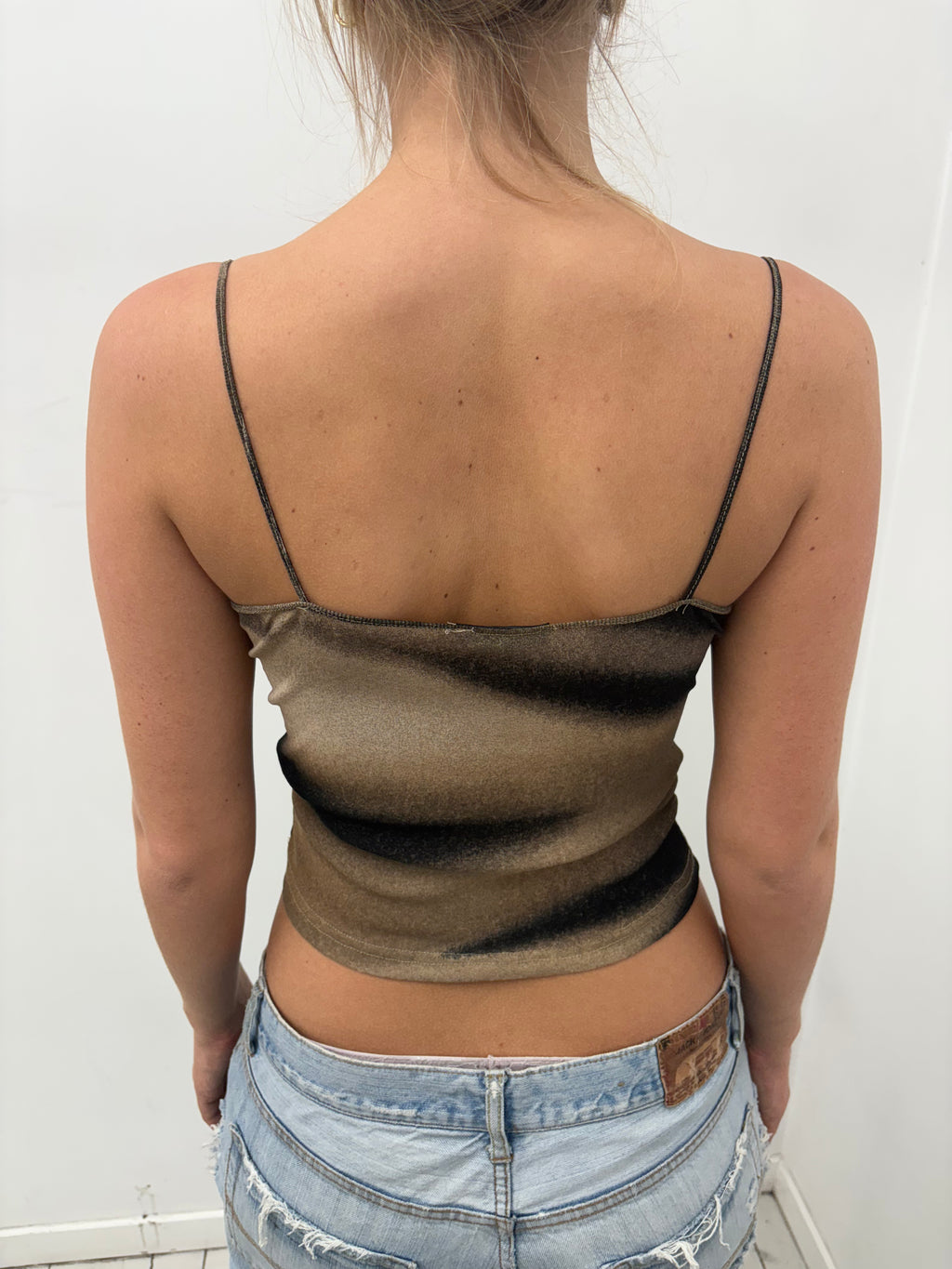 Y2K Brown Black Tie-Dye Cami Top