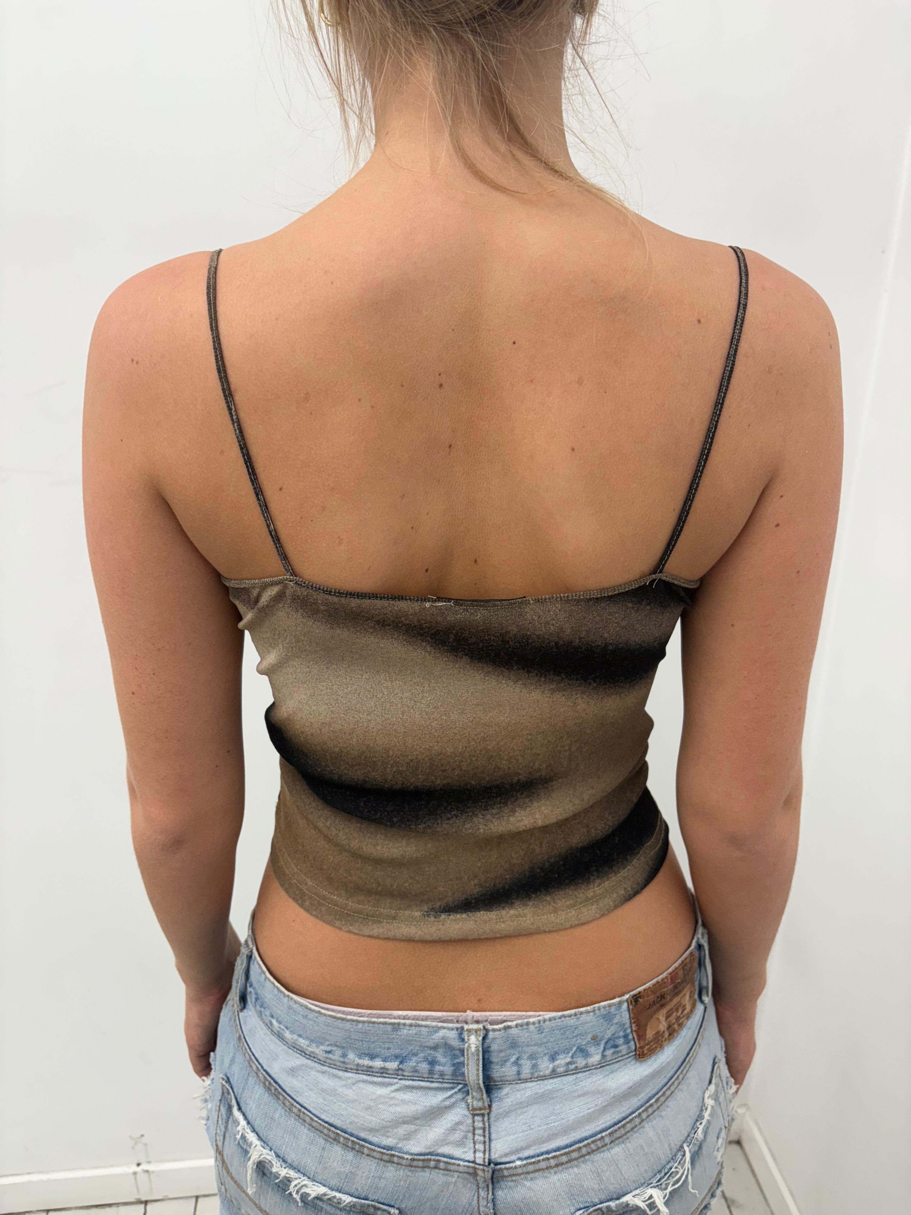 Y2K Brown Black Tie-Dye Cami Top
