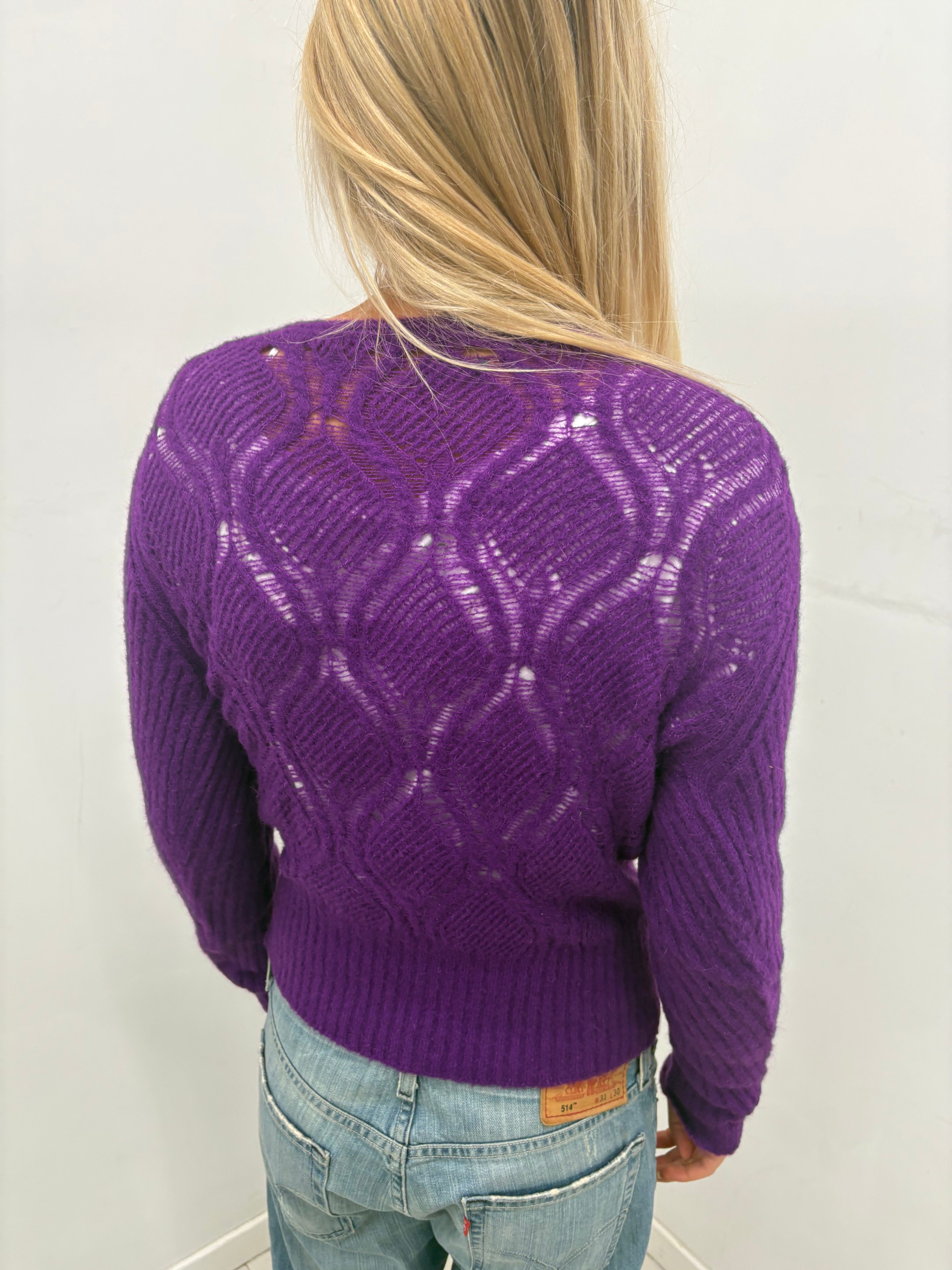 Y2K Purple Mohair Blend Knit Sweater