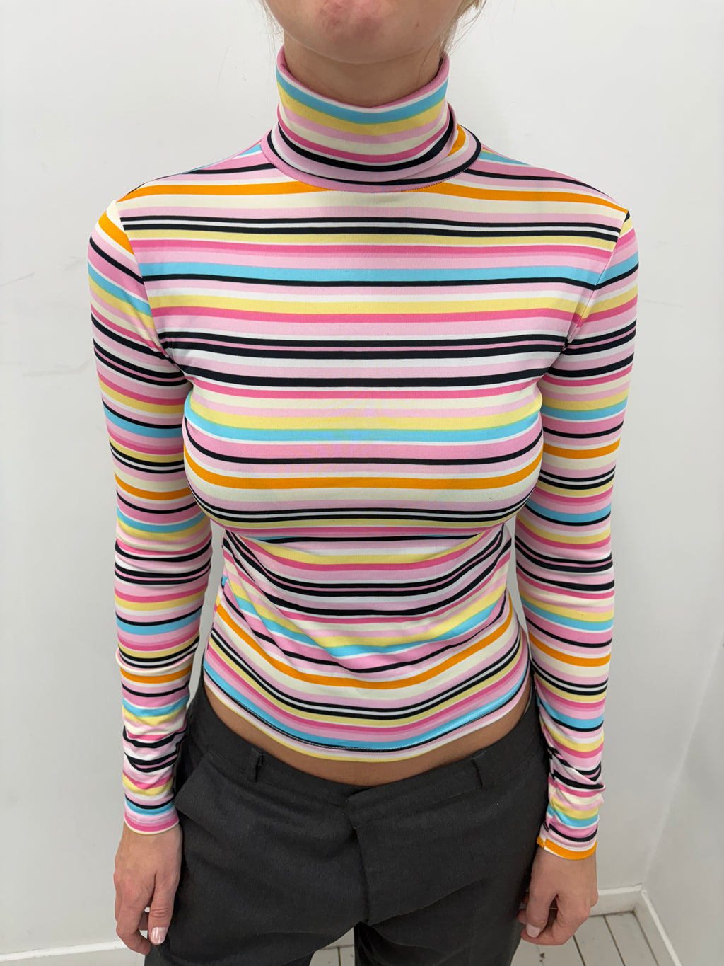 Y2K Multicolor Striped Turtleneck