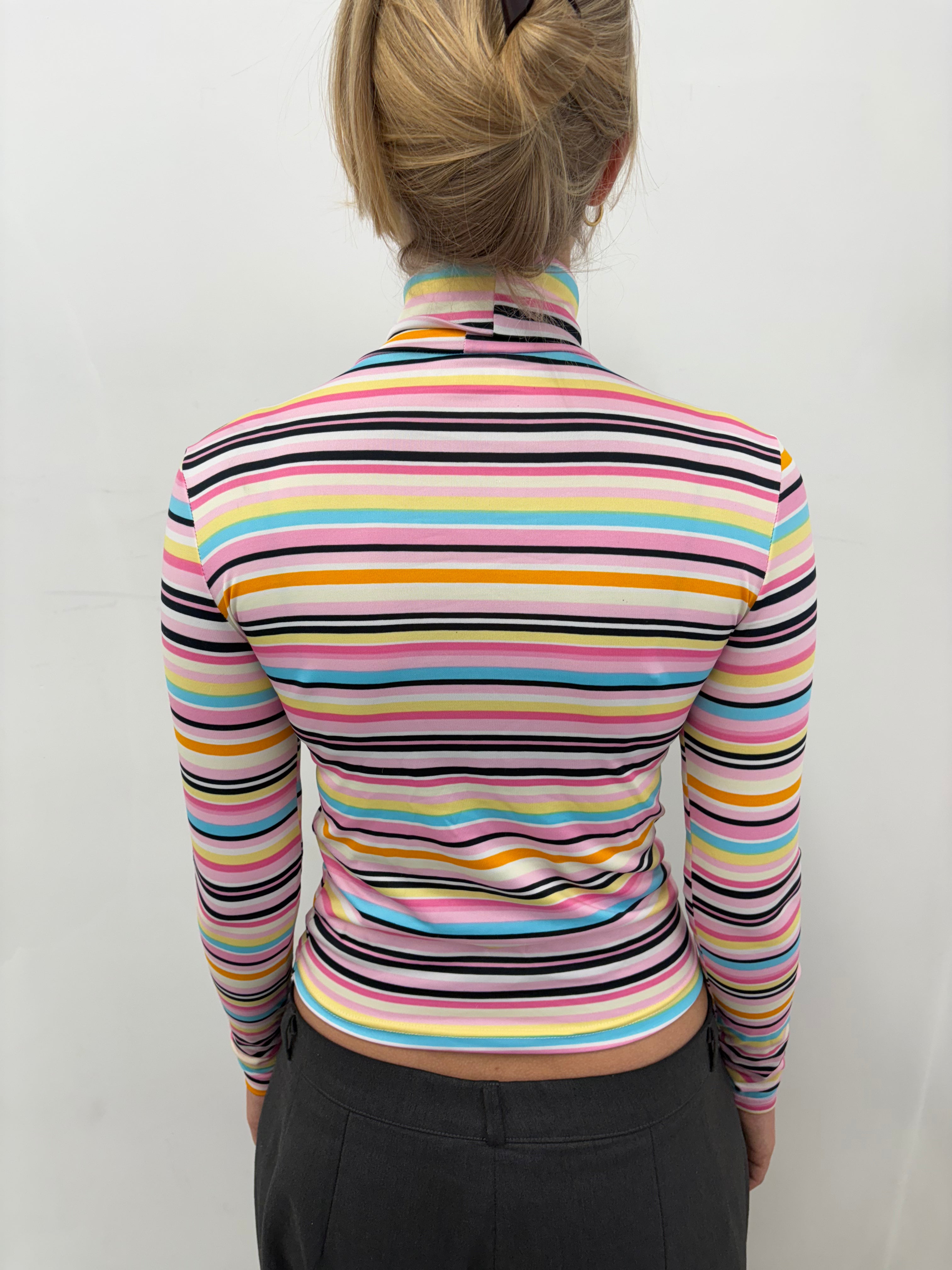Y2K Multicolor Striped Turtleneck