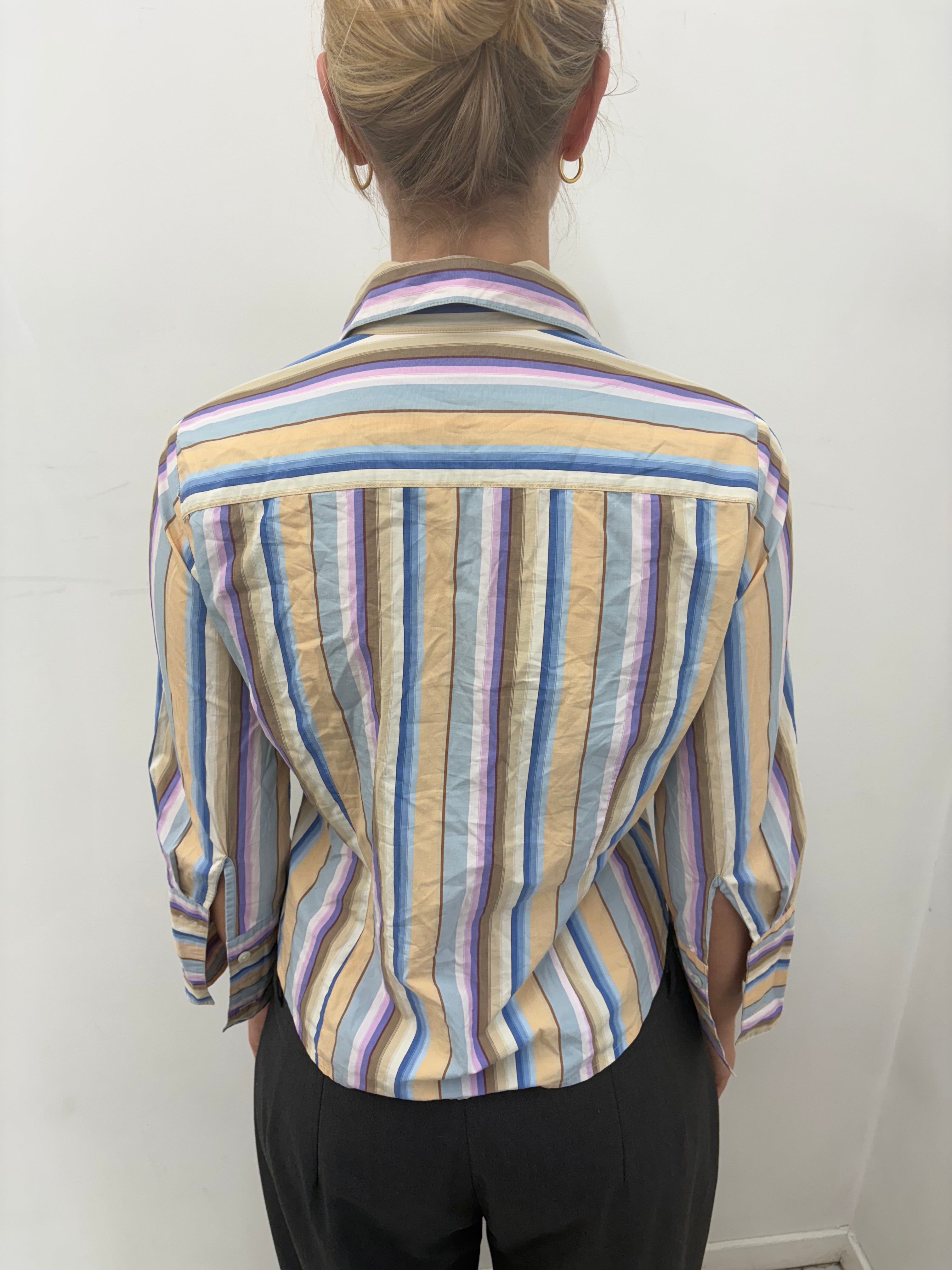Y2K Pastel Stripe Button-Up Shirt
