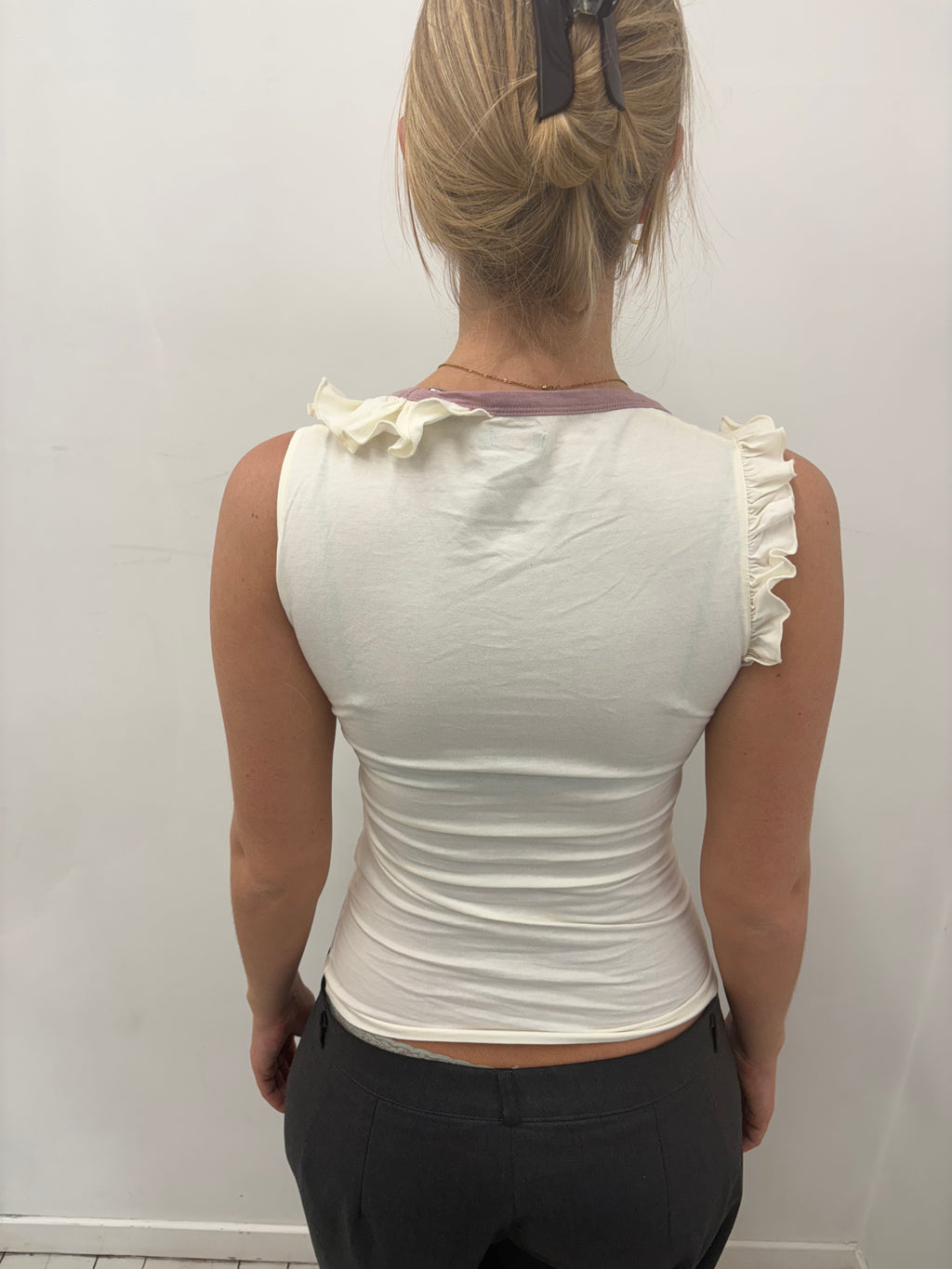 Y2K Butterfly Ruffle Trim Tank Top