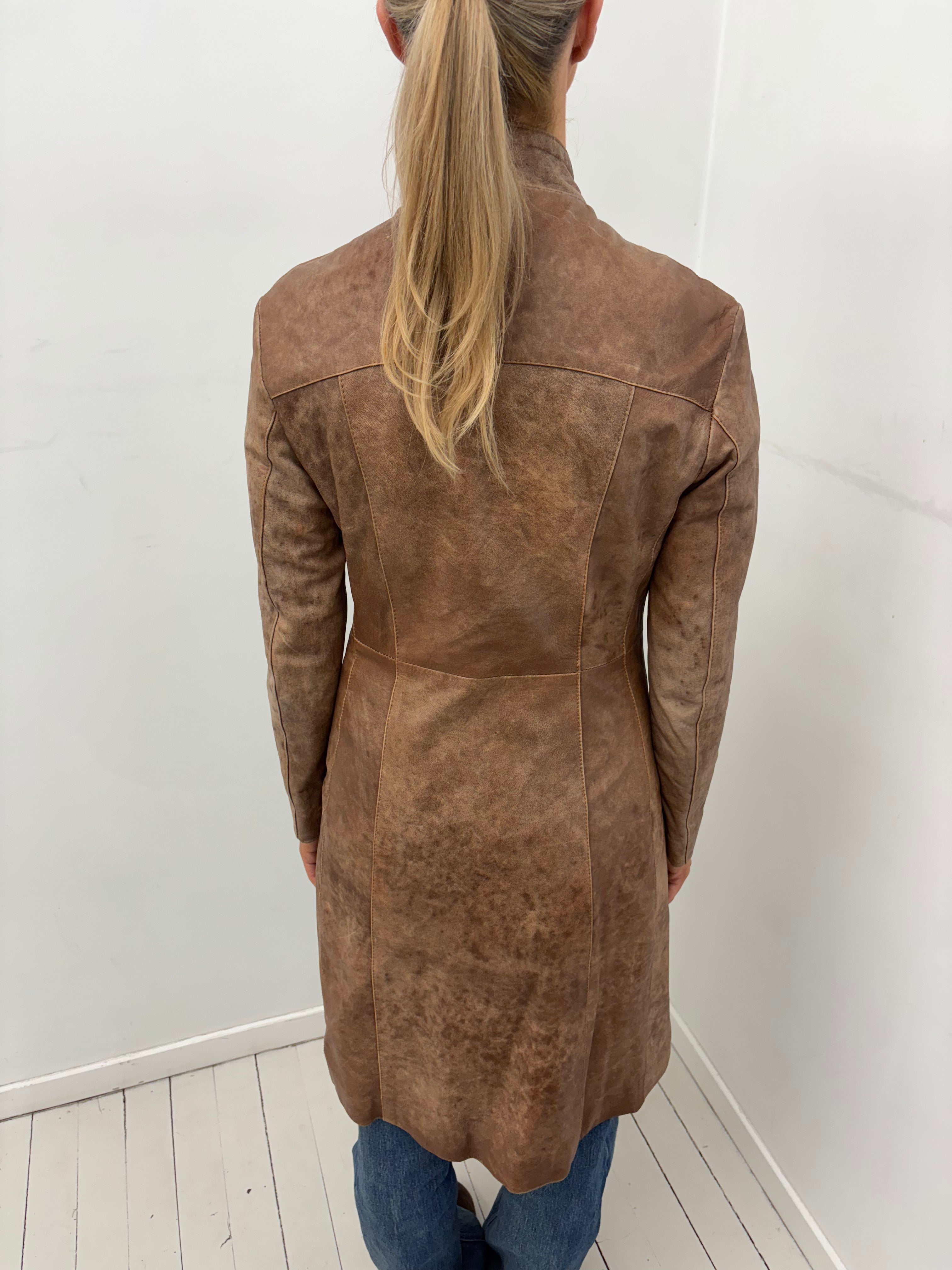 Vintage Brown Suede Zip Coat