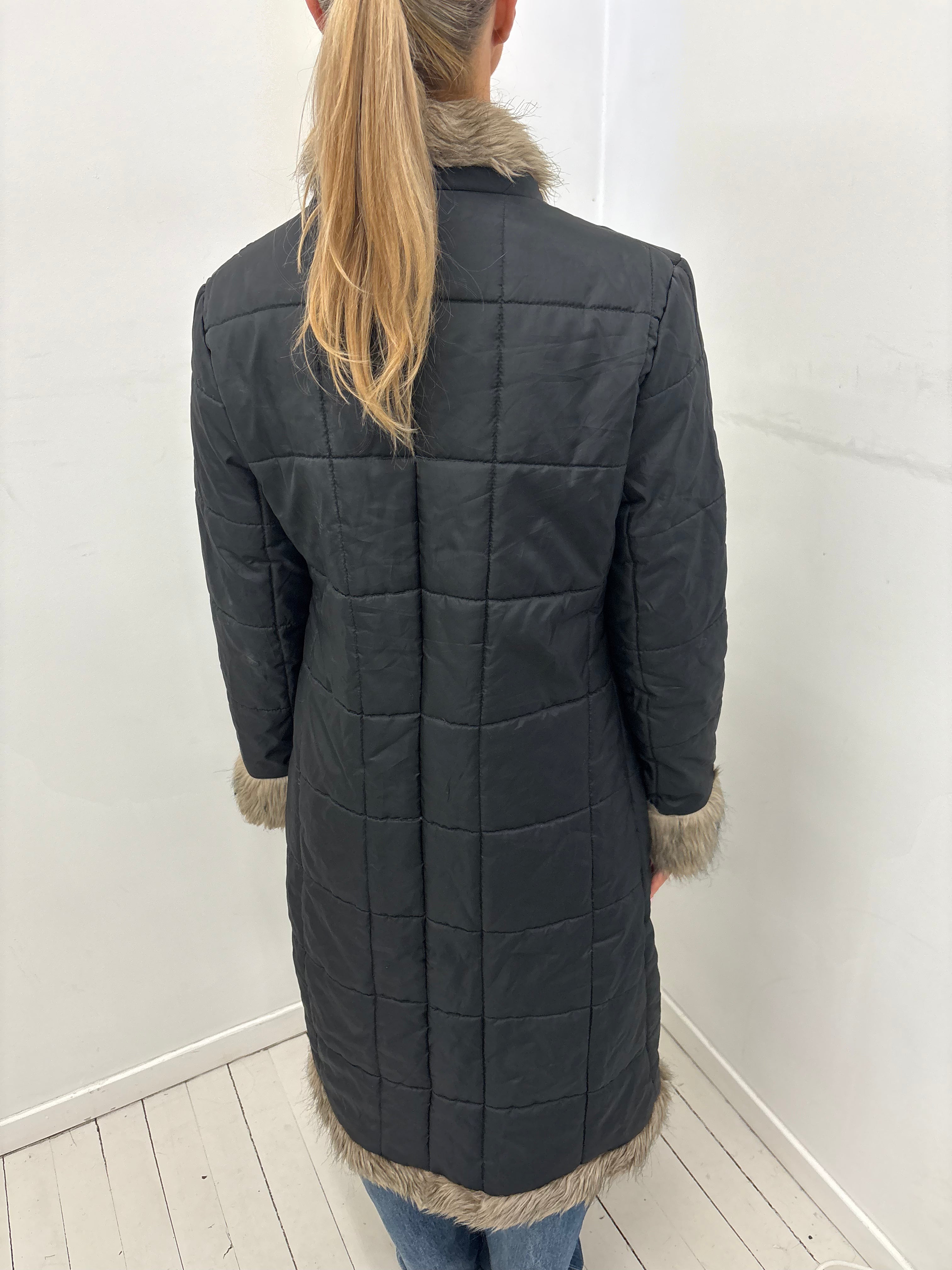 Faux Fur Trim Quilted Y2K Coat