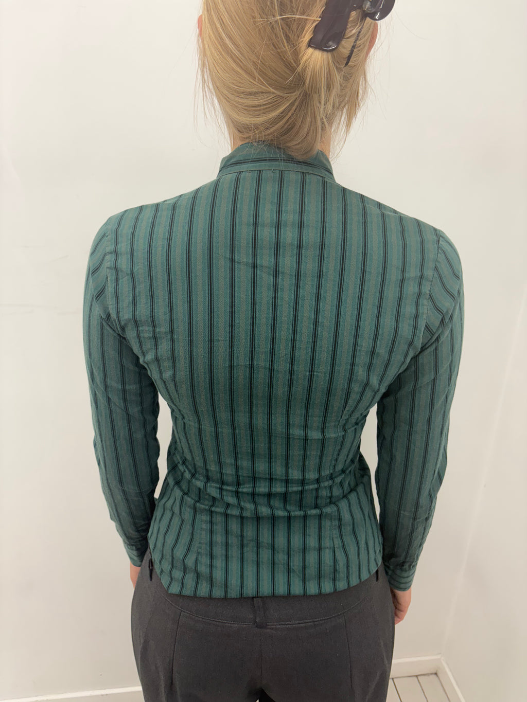 Forest Green Ruffle Front Blouse