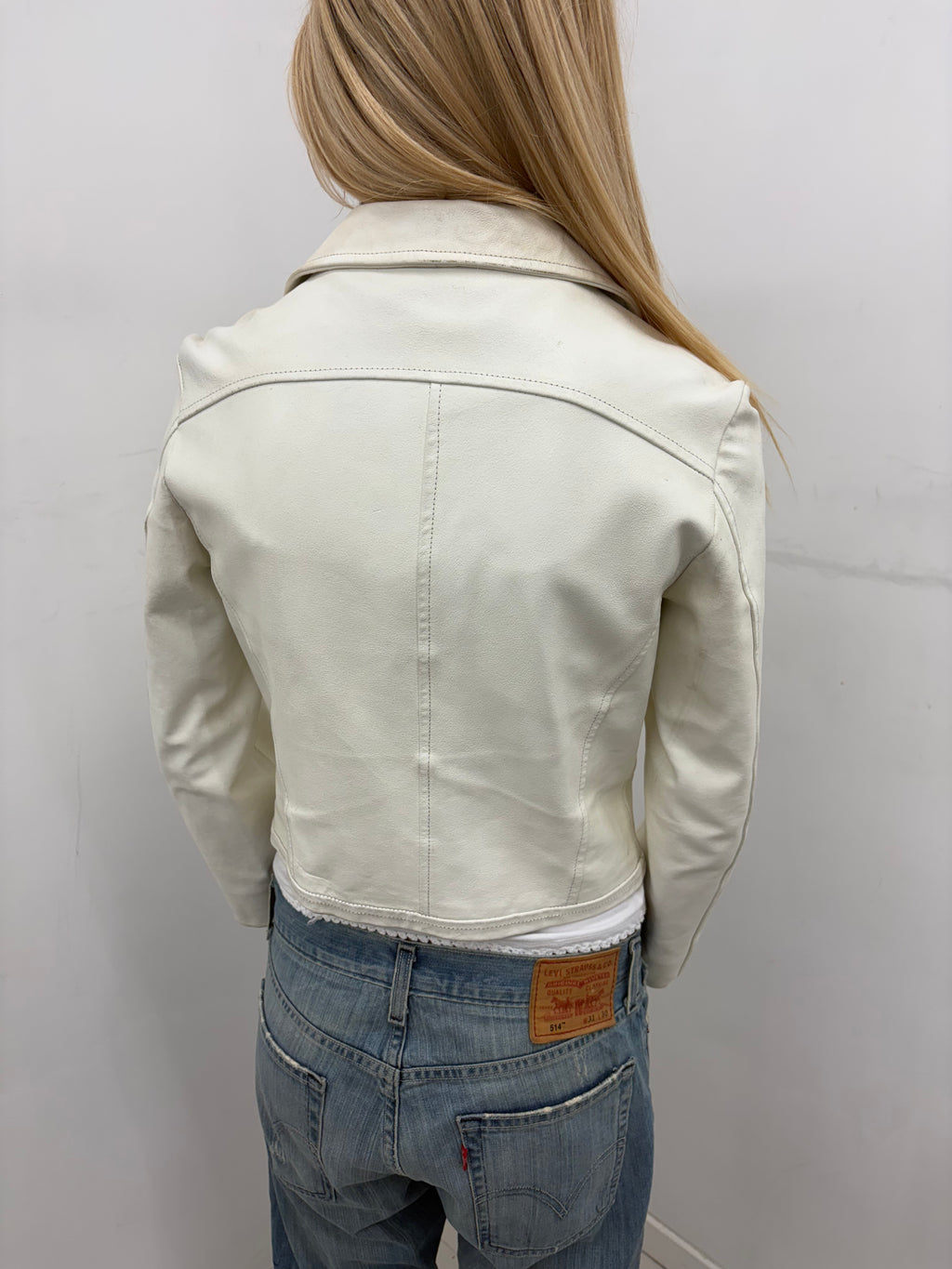 White Leather Zip Jacket
