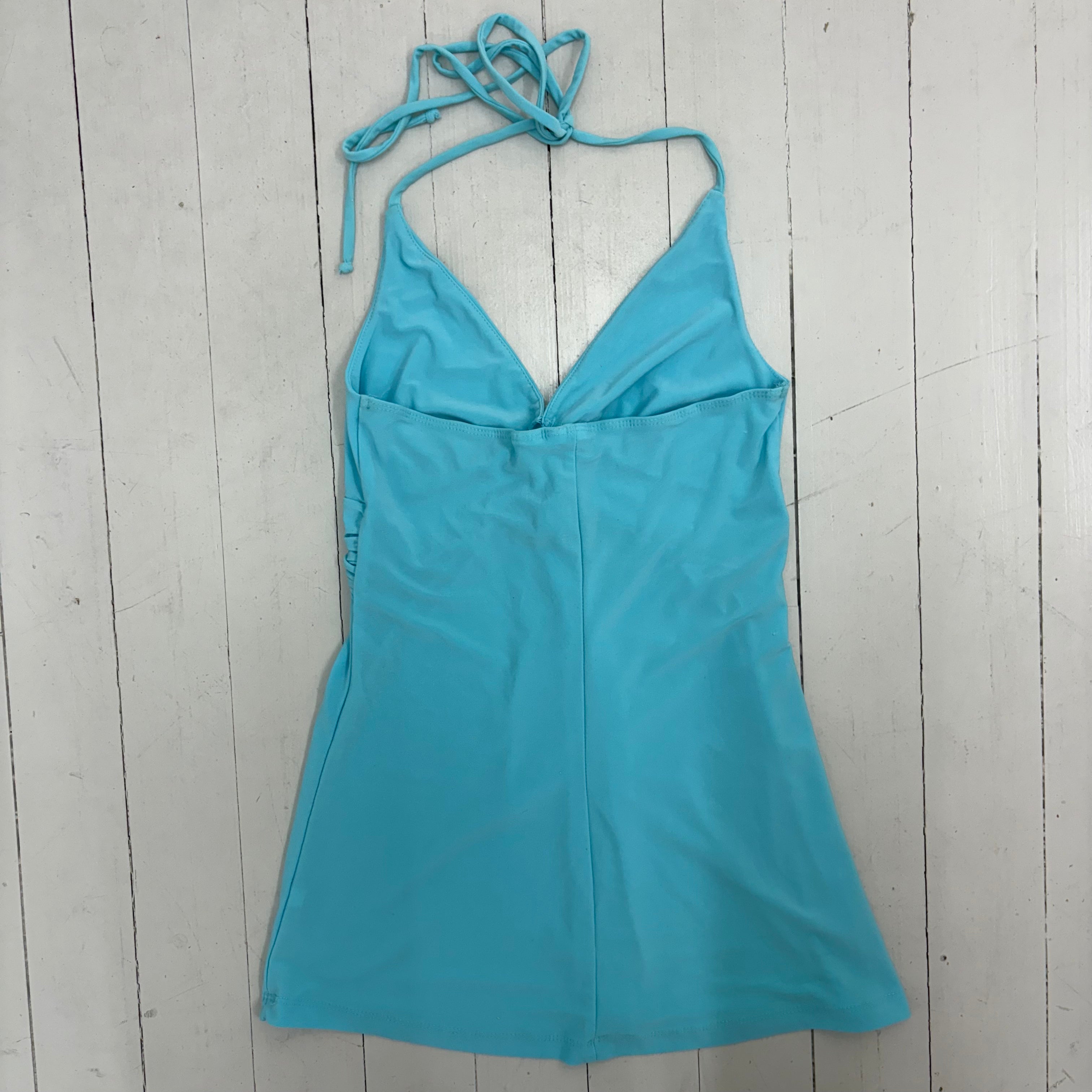 Aqua Blue Halter Top with Waist Tie