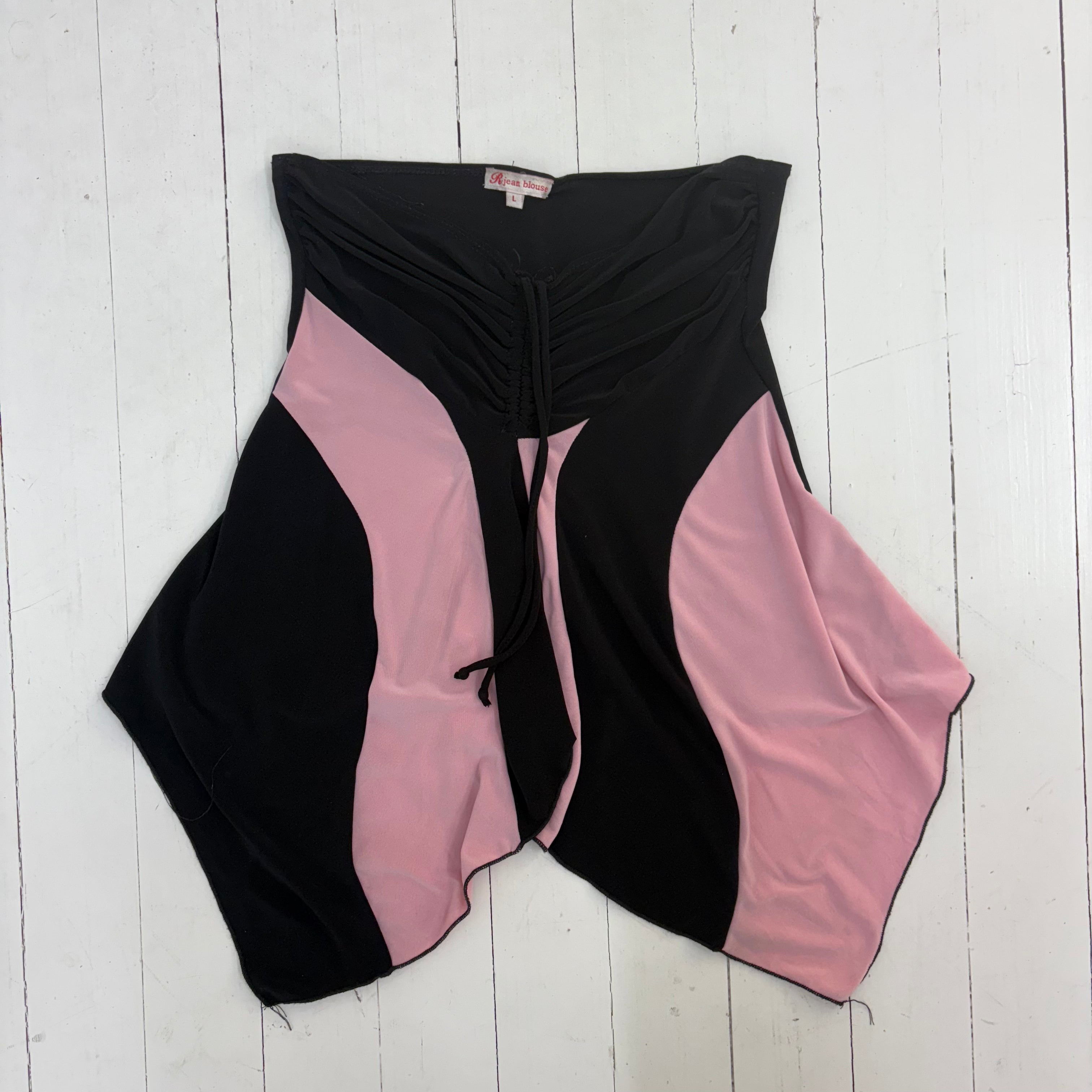 Black & Pink Colorblock Tube Top