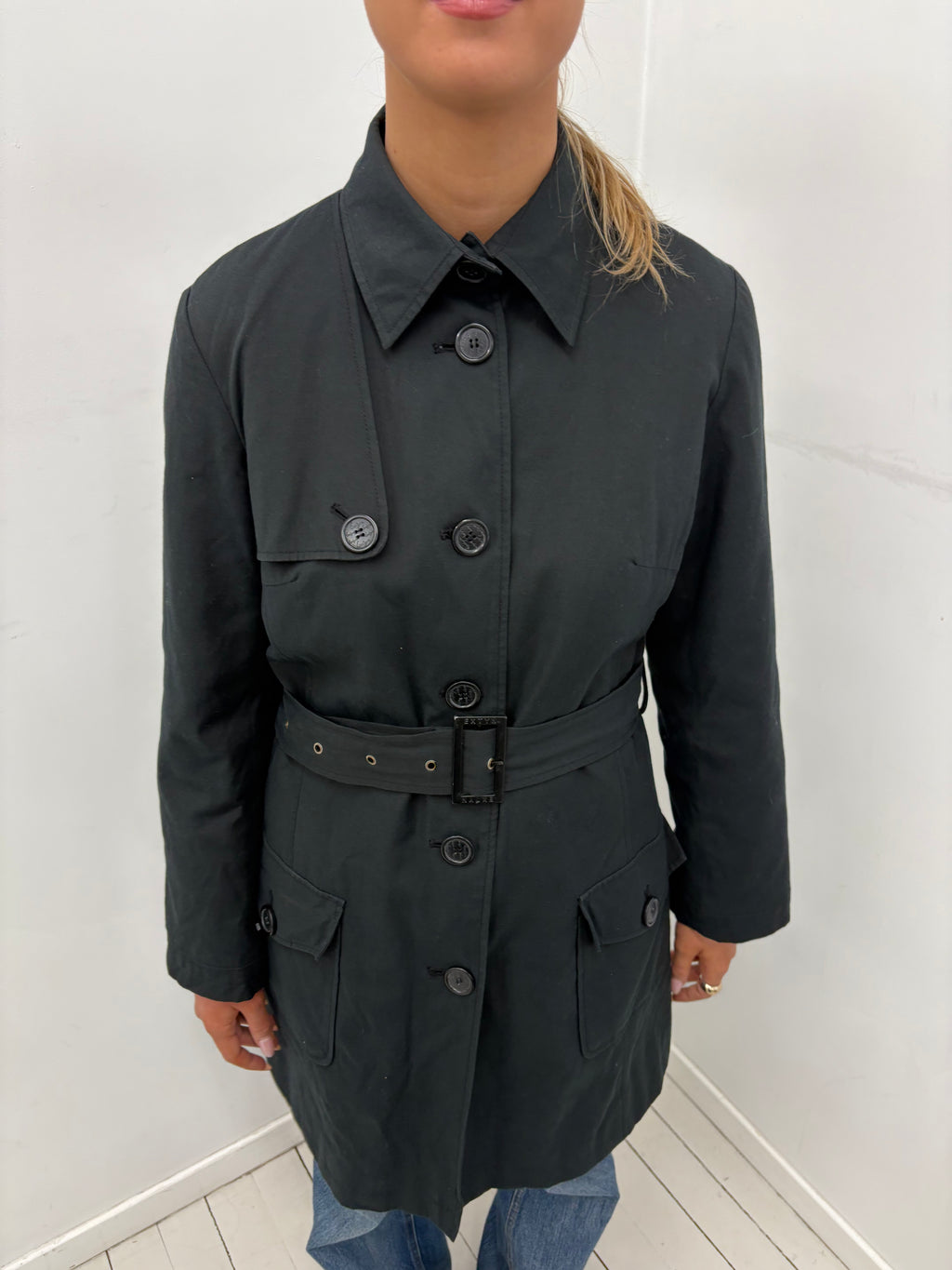 Black Belted Y2K Trench Coat