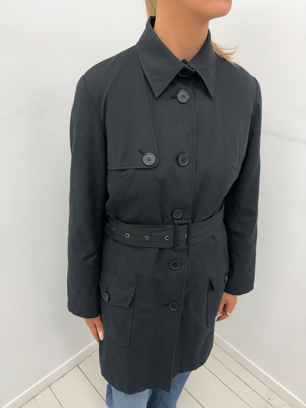 Black Belted Y2K Trench Coat