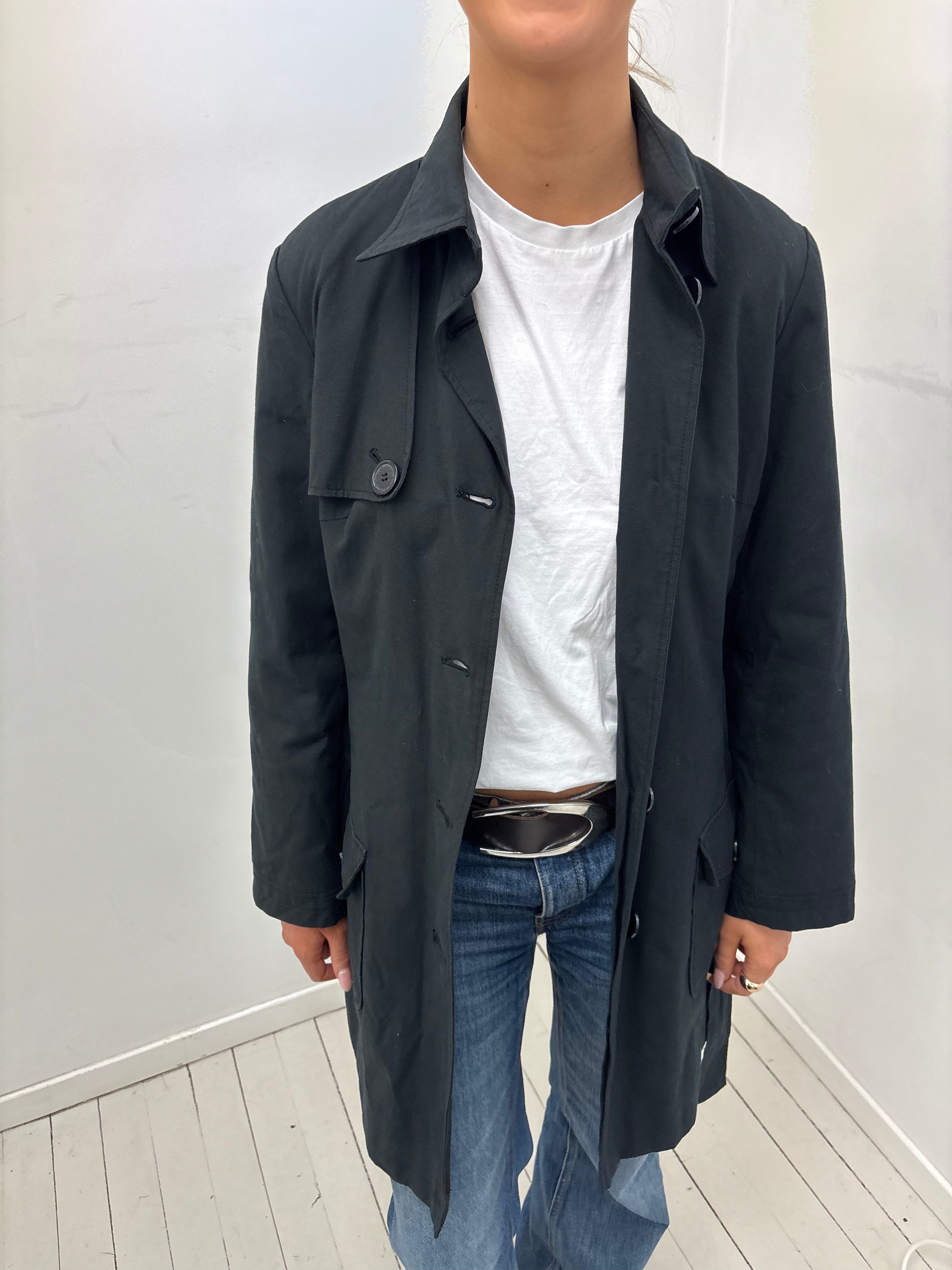 Black Belted Y2K Trench Coat