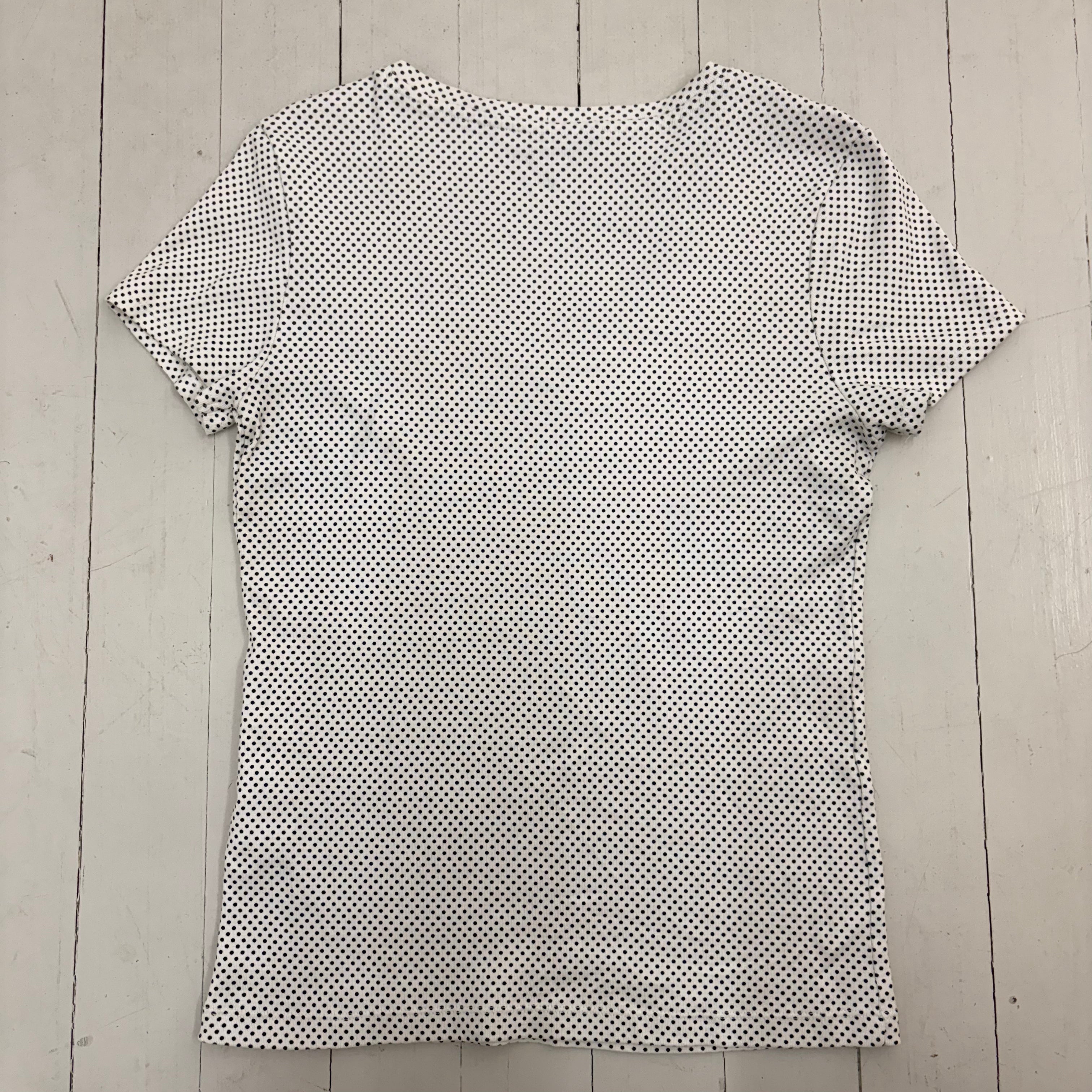 White Polkadot Tee with V-Neckline