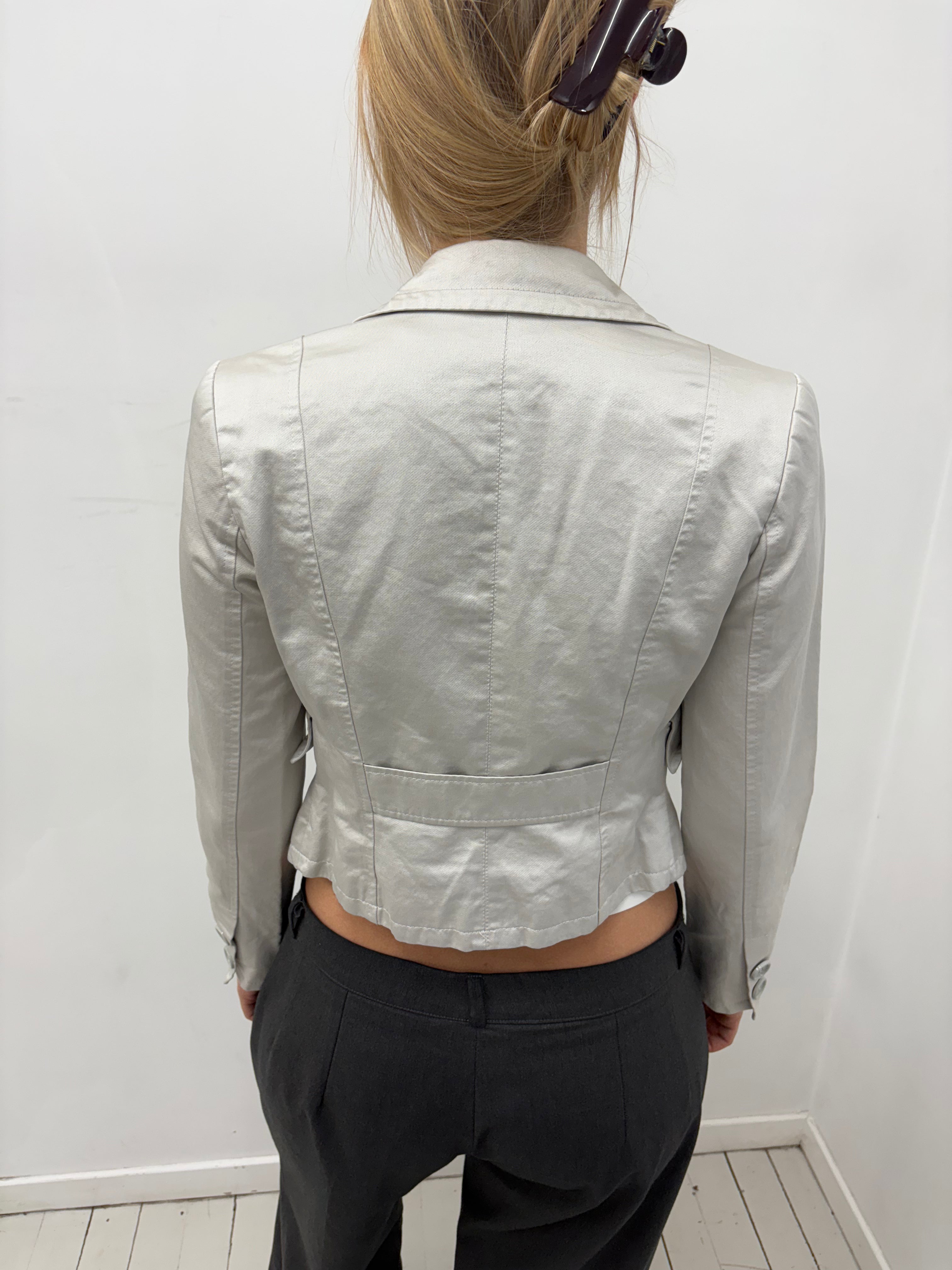 Light Grey Cropped Feminine Blazer