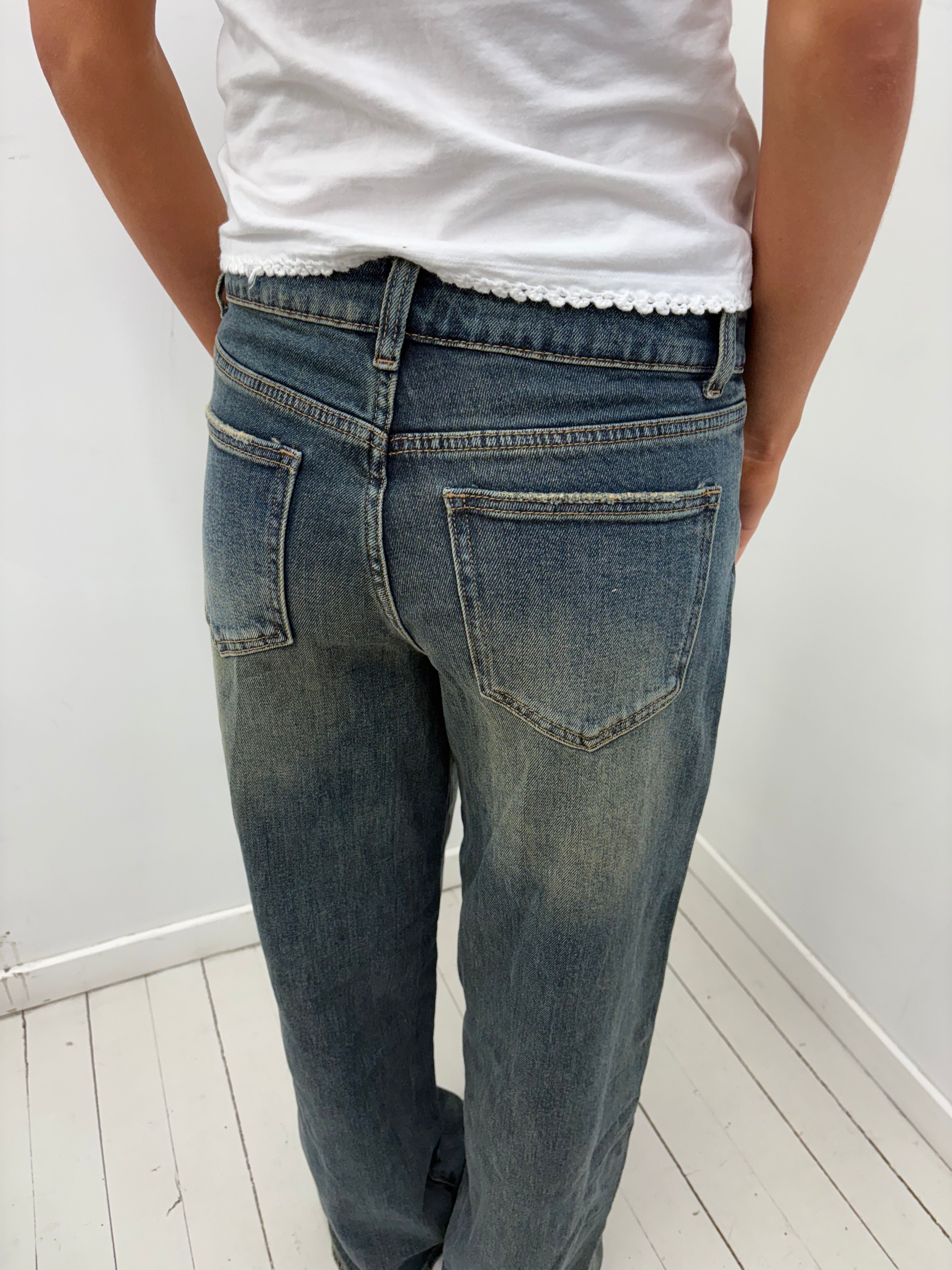 Y2K Low-Rise Wide Leg Faded Jeans
