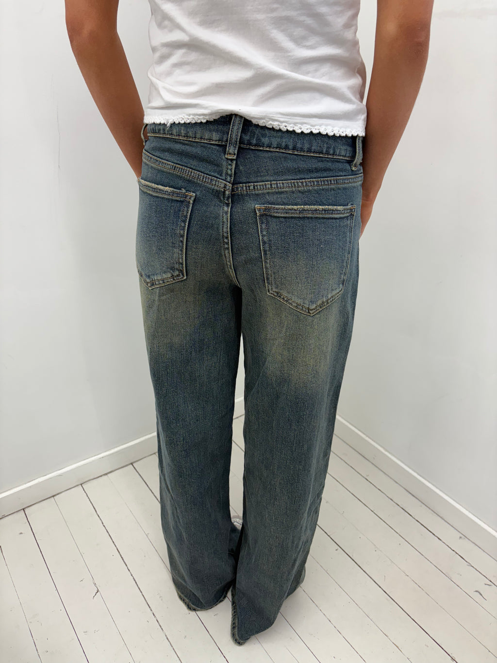 Y2K Low-Rise Wide Leg Faded Jeans