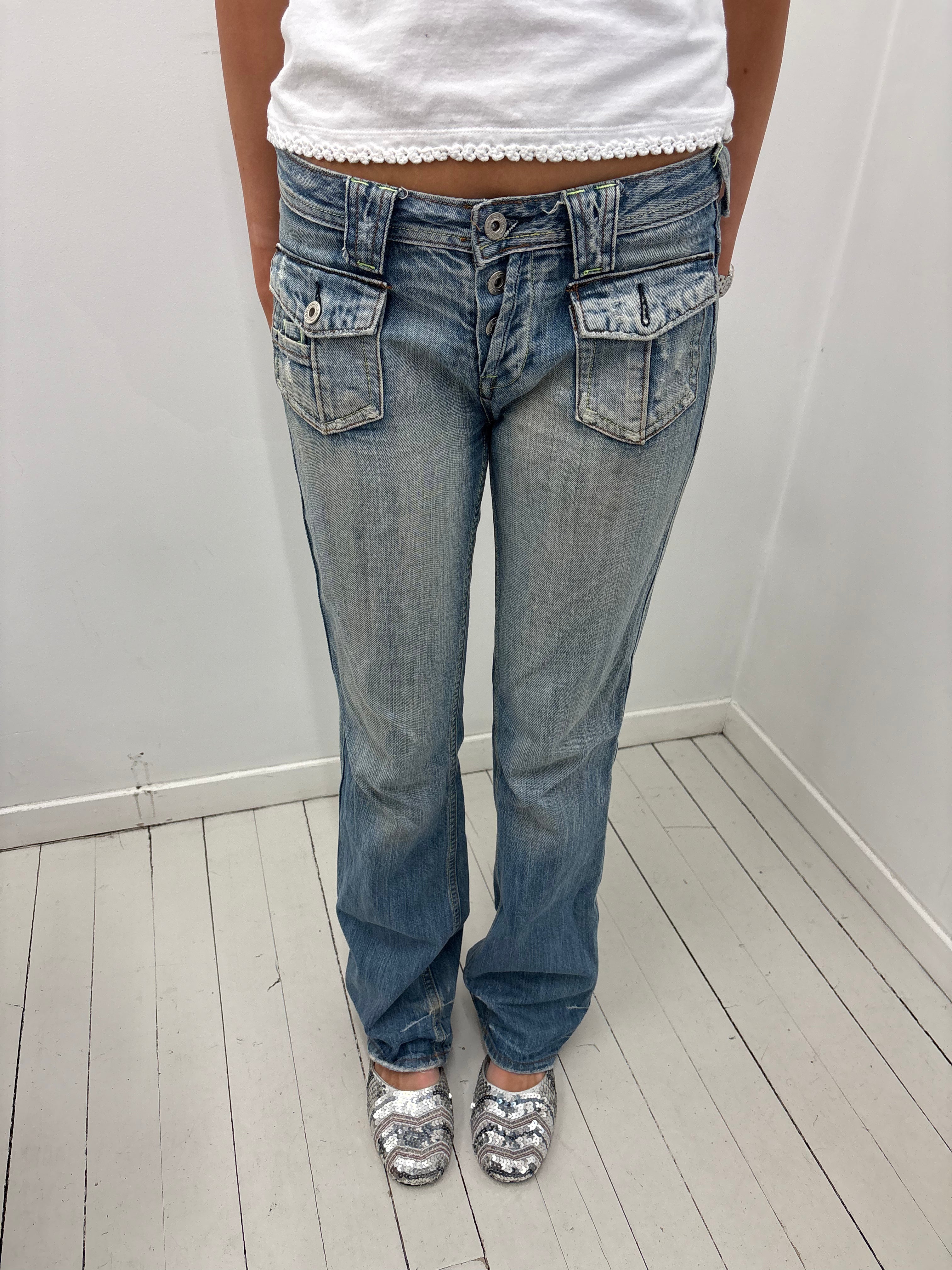 Y2K Low-Rise Cargo Pocket Jeans