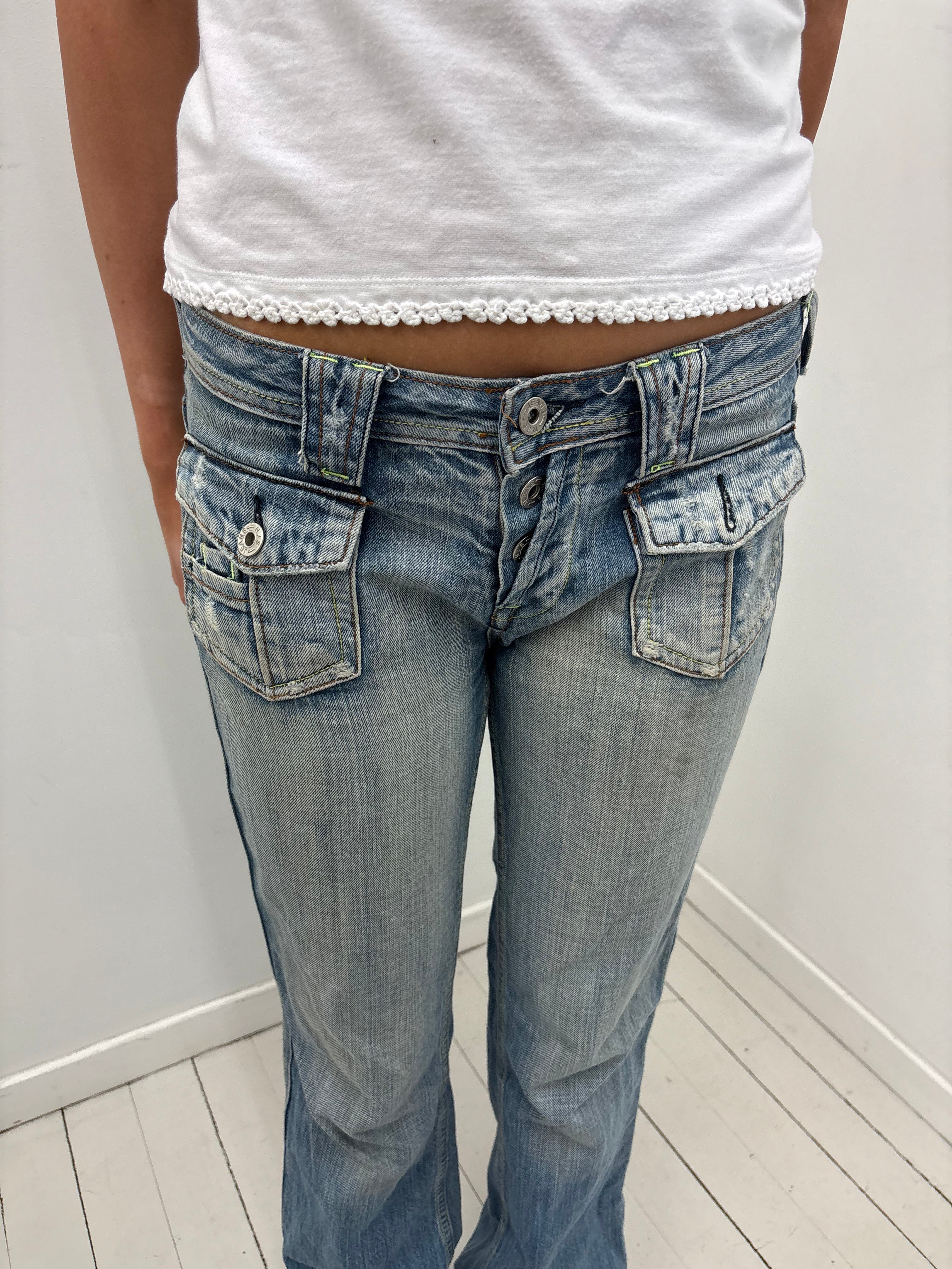 Y2K Low-Rise Cargo Pocket Jeans