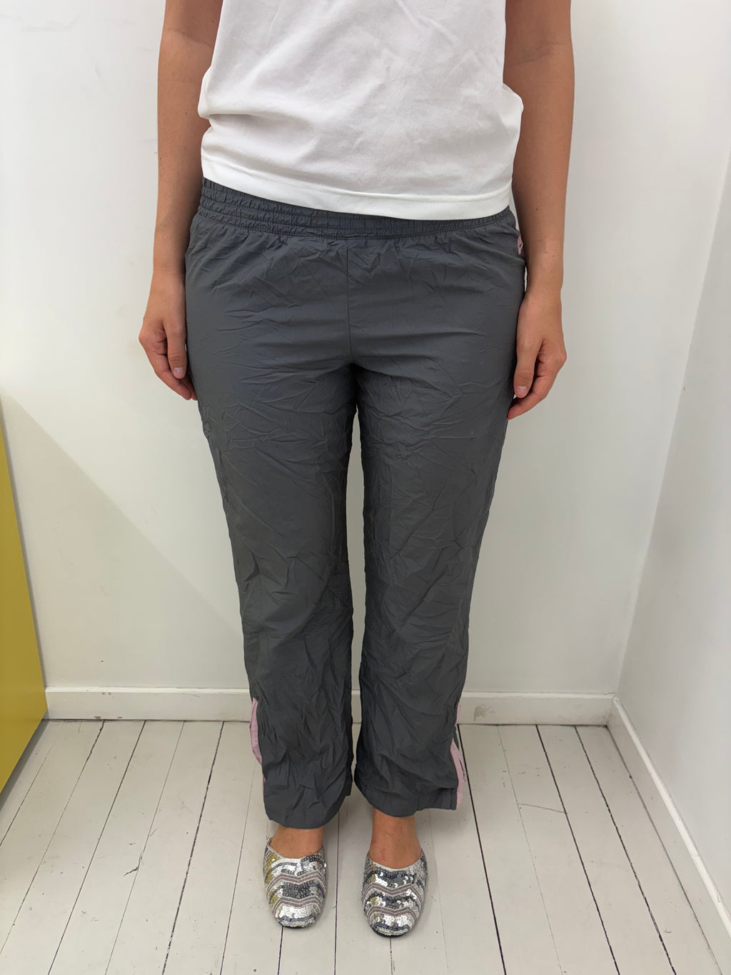 Vintage Nike Grey Pink Shell Track Pants Y2K