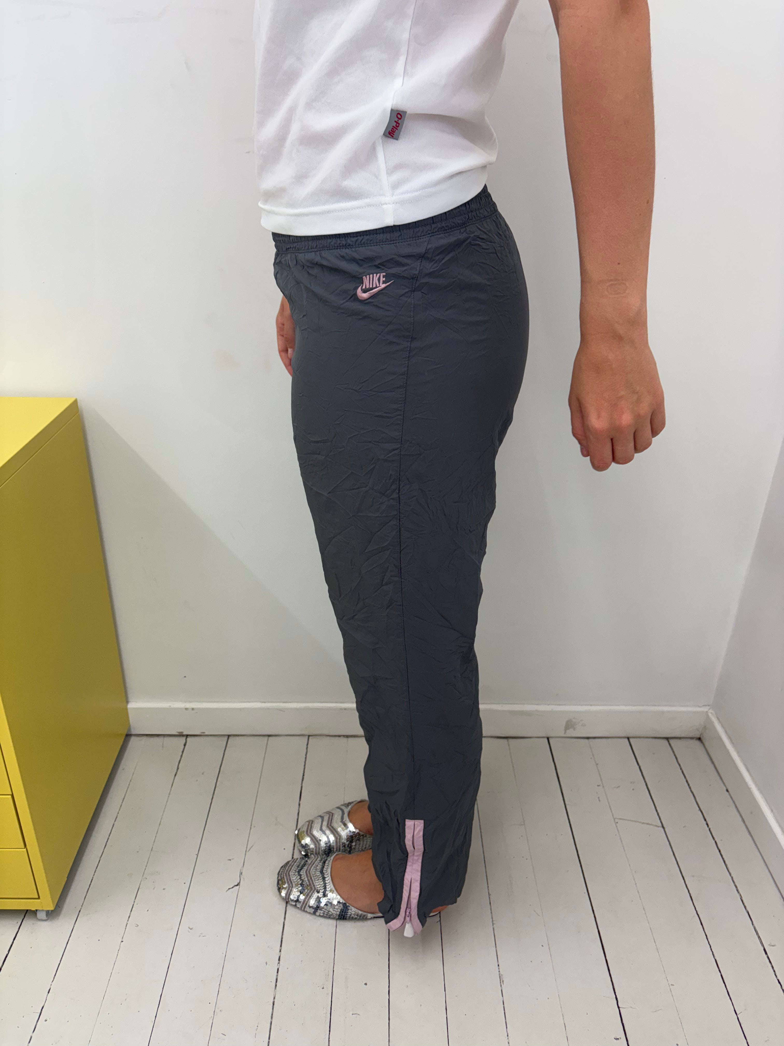 Vintage Nike Grey Pink Shell Track Pants Y2K