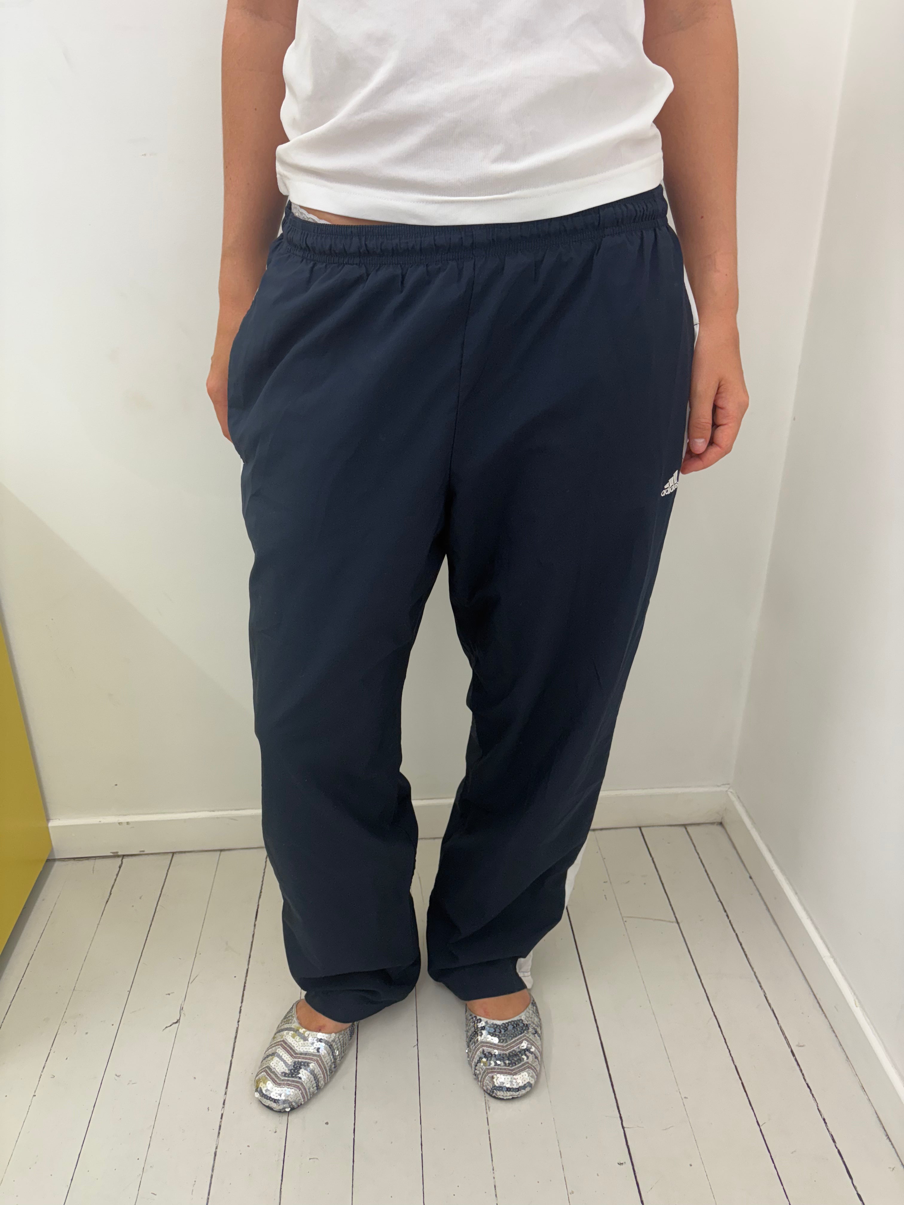 Vintage Adidas Navy White Panel Shell Track Pants