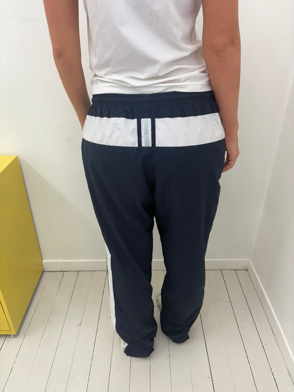 Vintage Adidas Navy White Panel Shell Track Pants