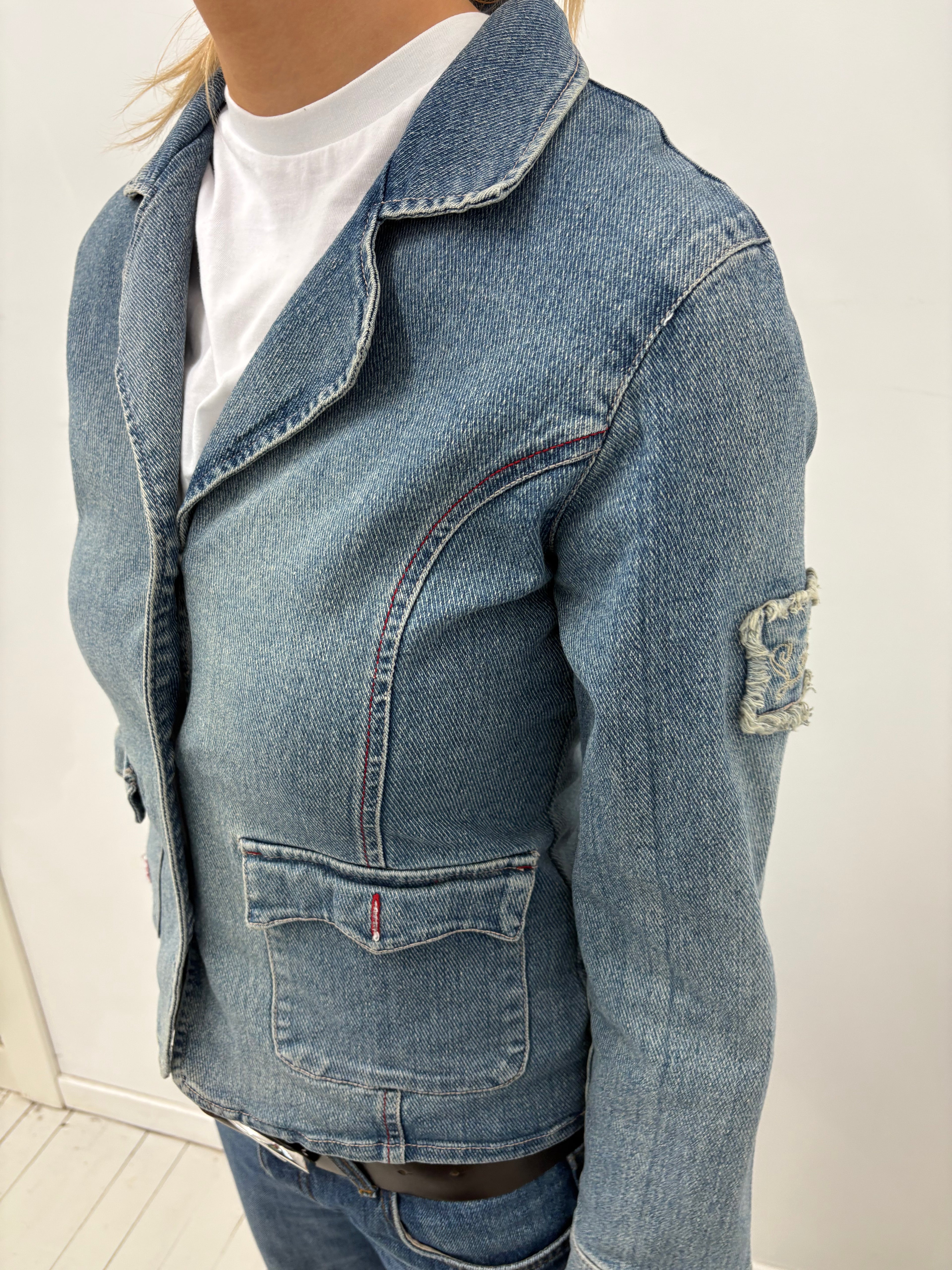 Fitted Denim Y2K Tailored Jacket
