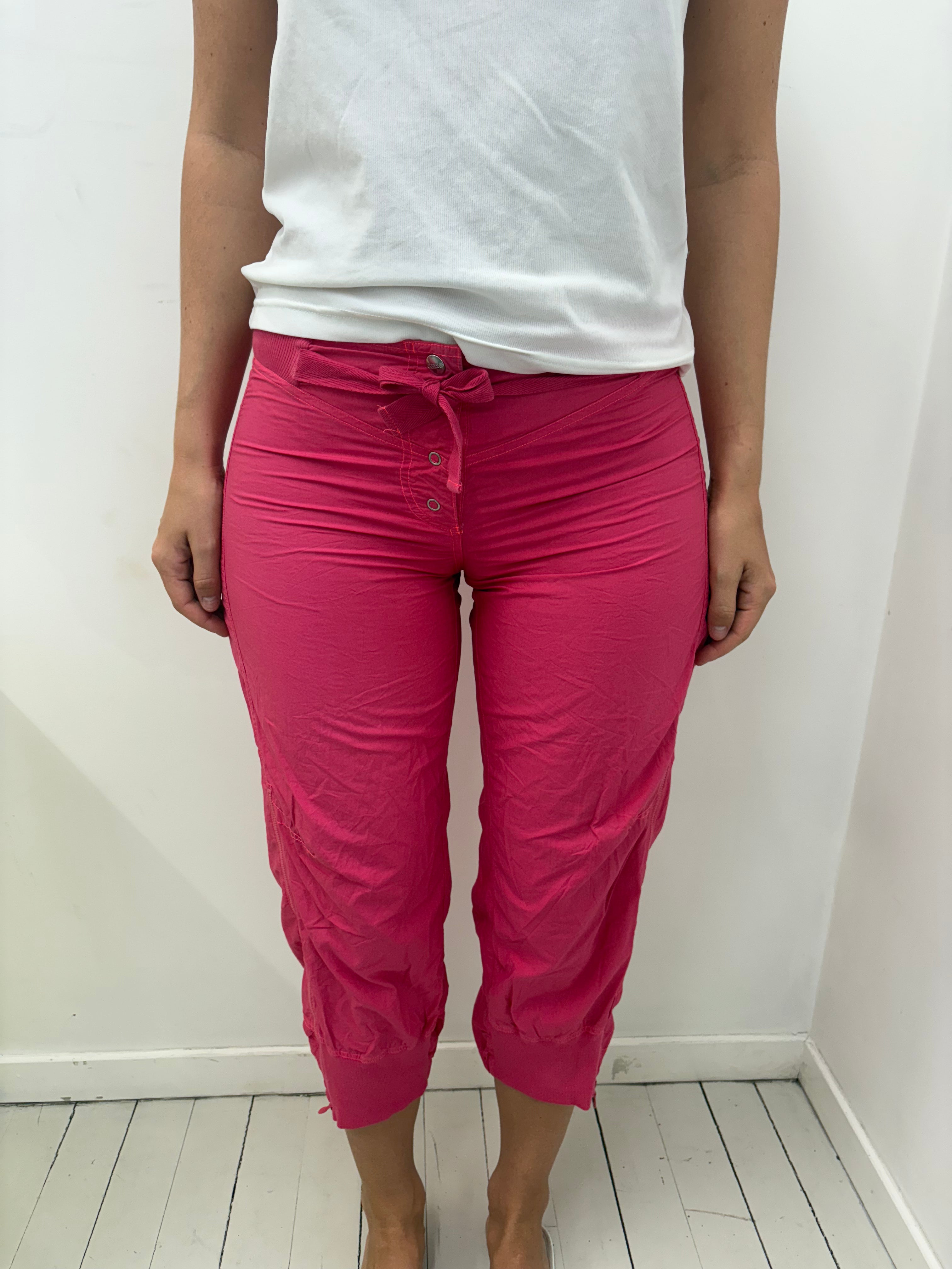 Hot Pink Low-Rise Tie Waist Capri Pants Y2K