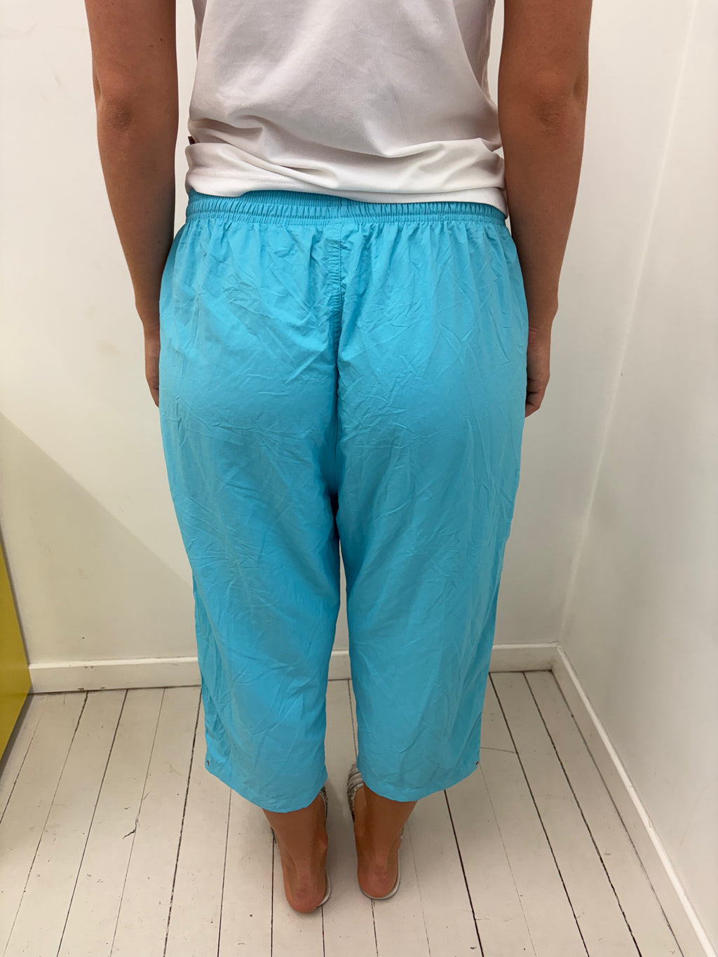 Turquoise Drawstring Zip Pocket Capri Pants Y2K