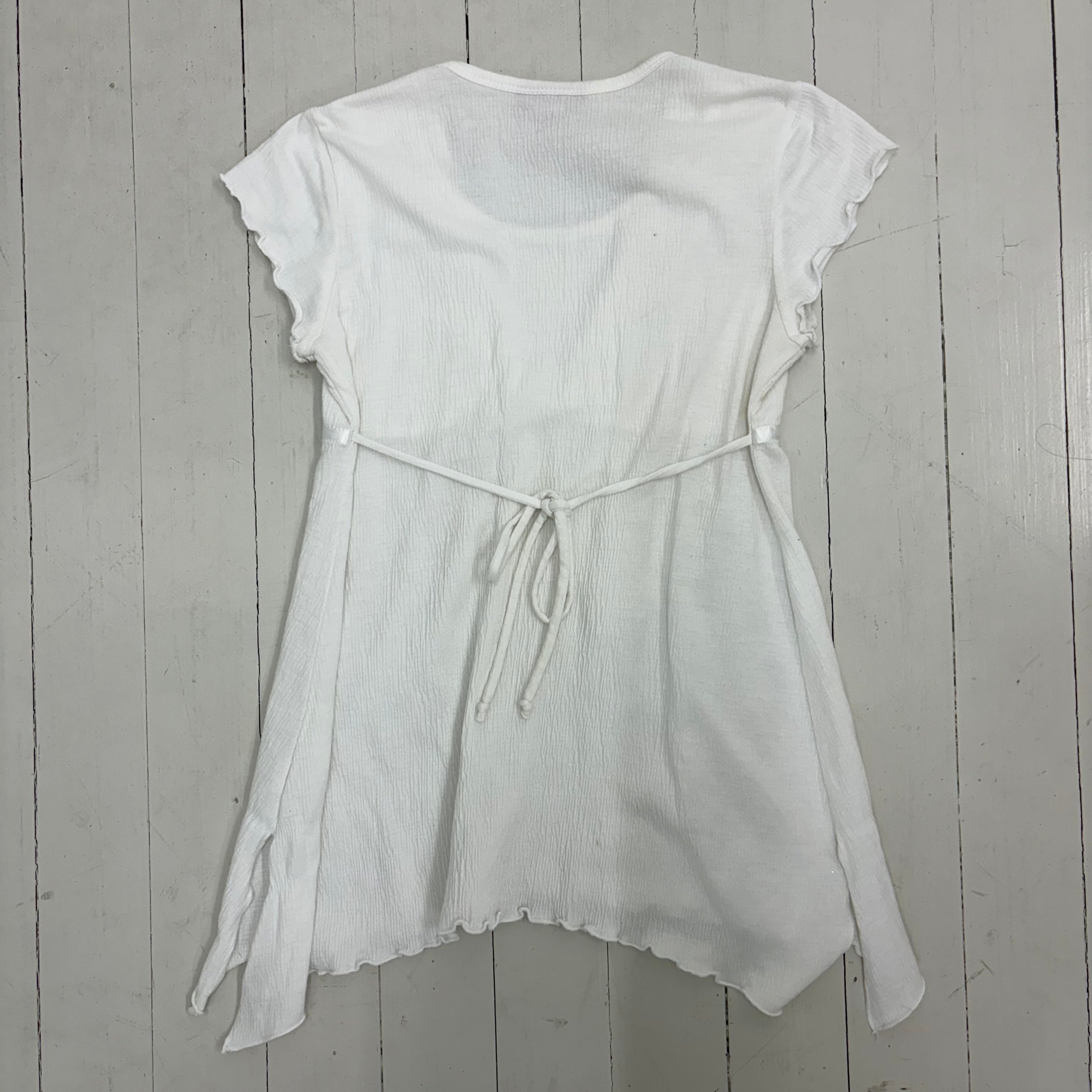 White Rhinestone Babydoll Blouse