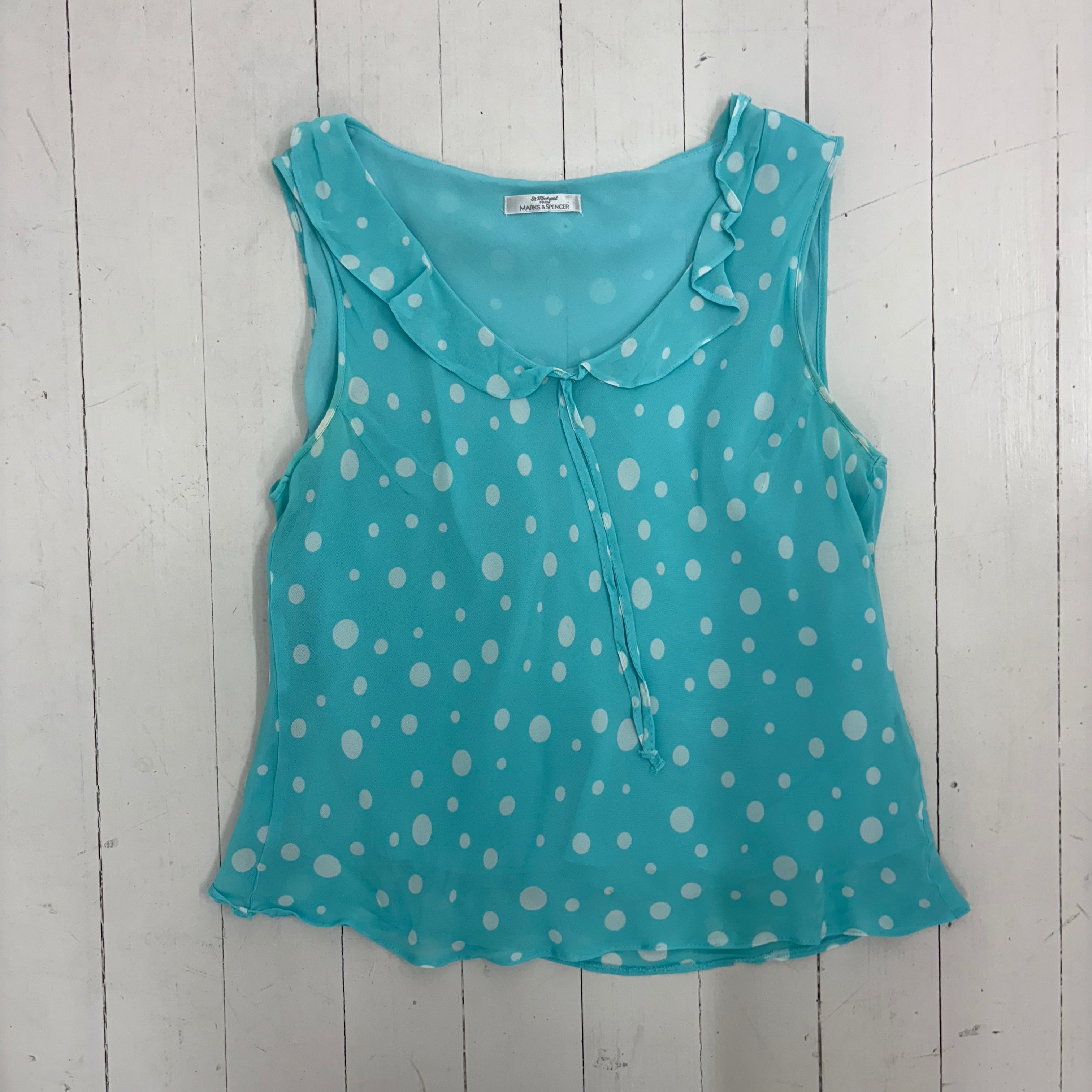 Blue Polkadot Sleeveless Blouse