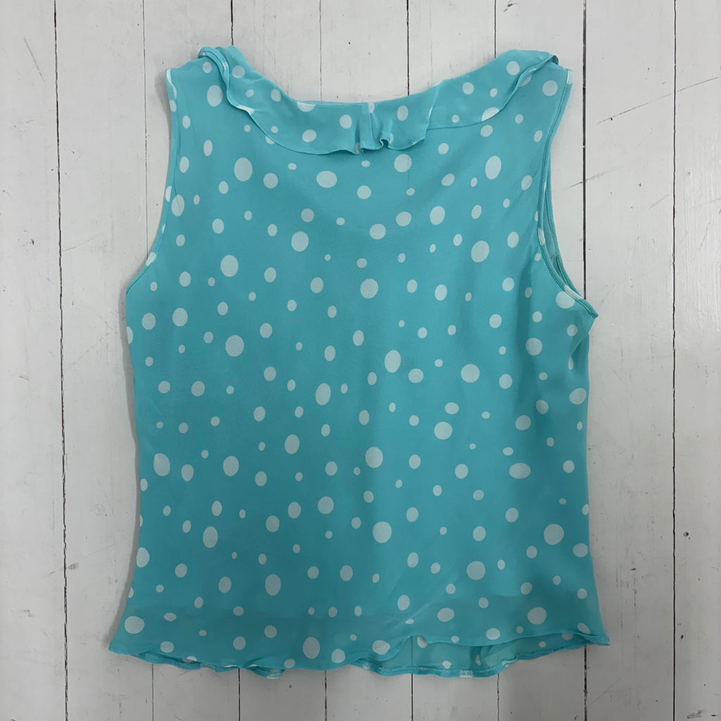 Blue Polkadot Sleeveless Blouse