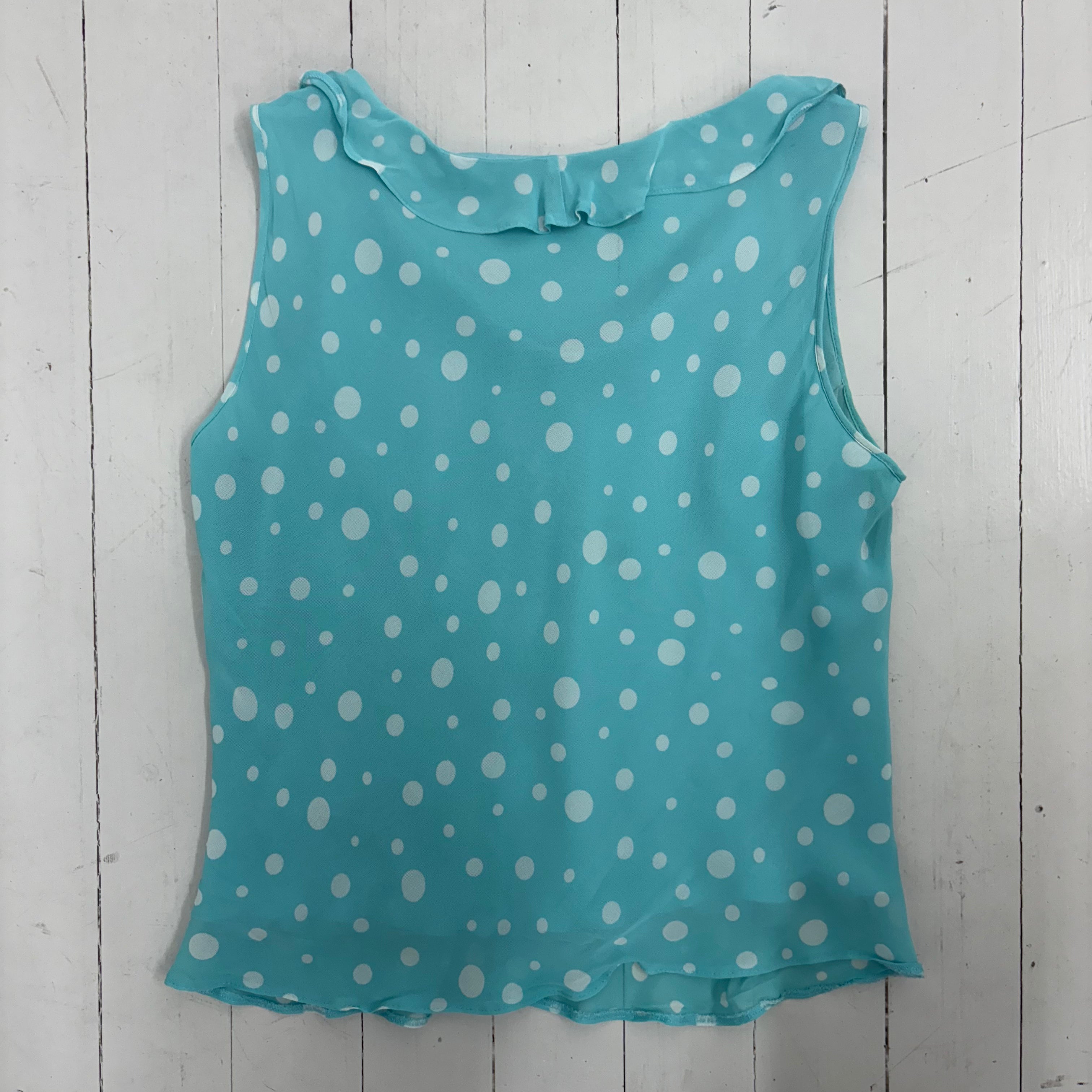 Blue Polkadot Sleeveless Blouse