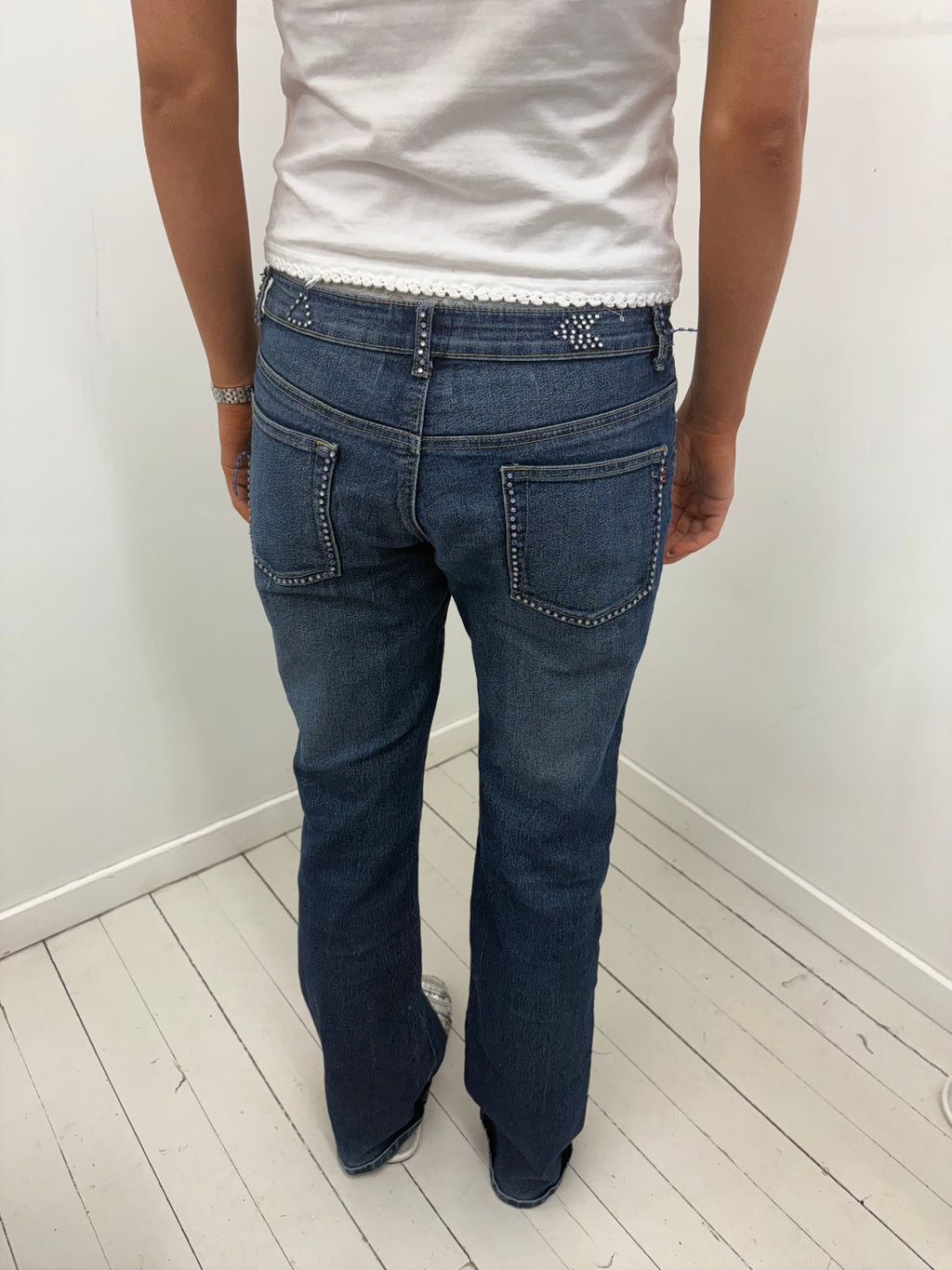 Studded Low Rise Bootcut Jeans