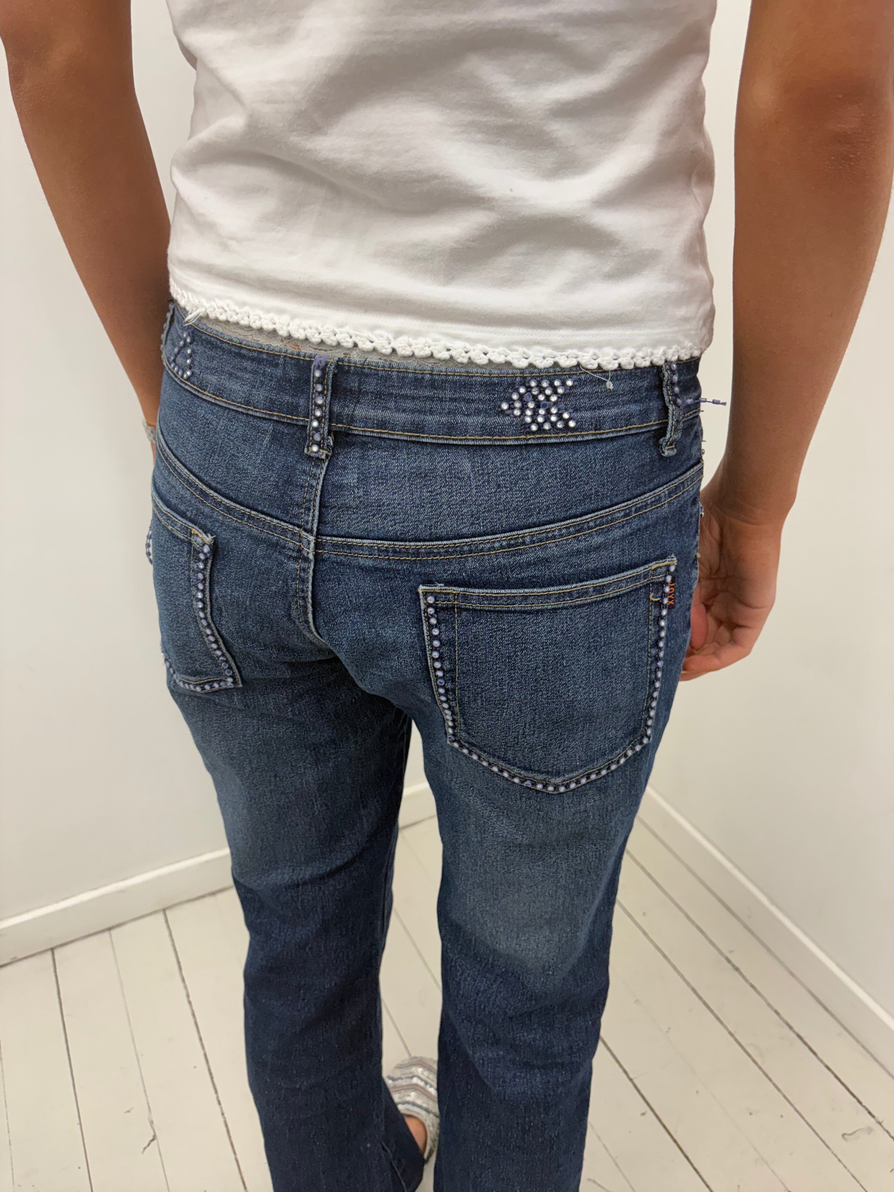 Studded Low Rise Bootcut Jeans