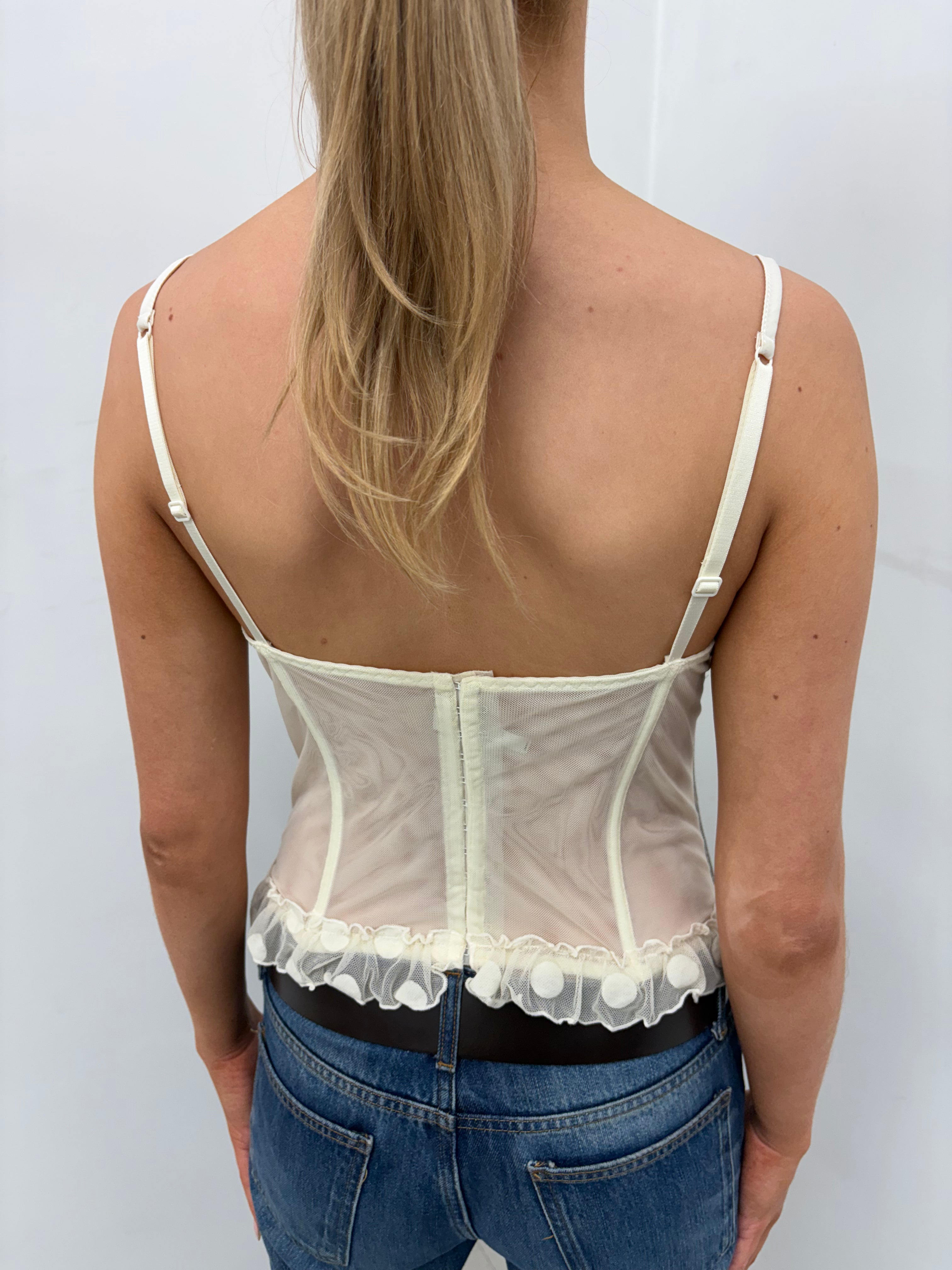 Polka Dot Mesh Y2K Corset Top
