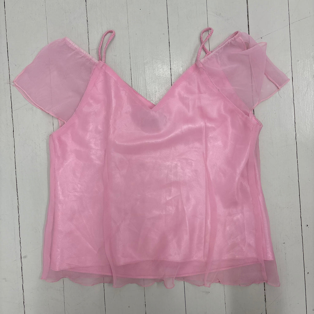 Y2K Pink Sheer Floral Top