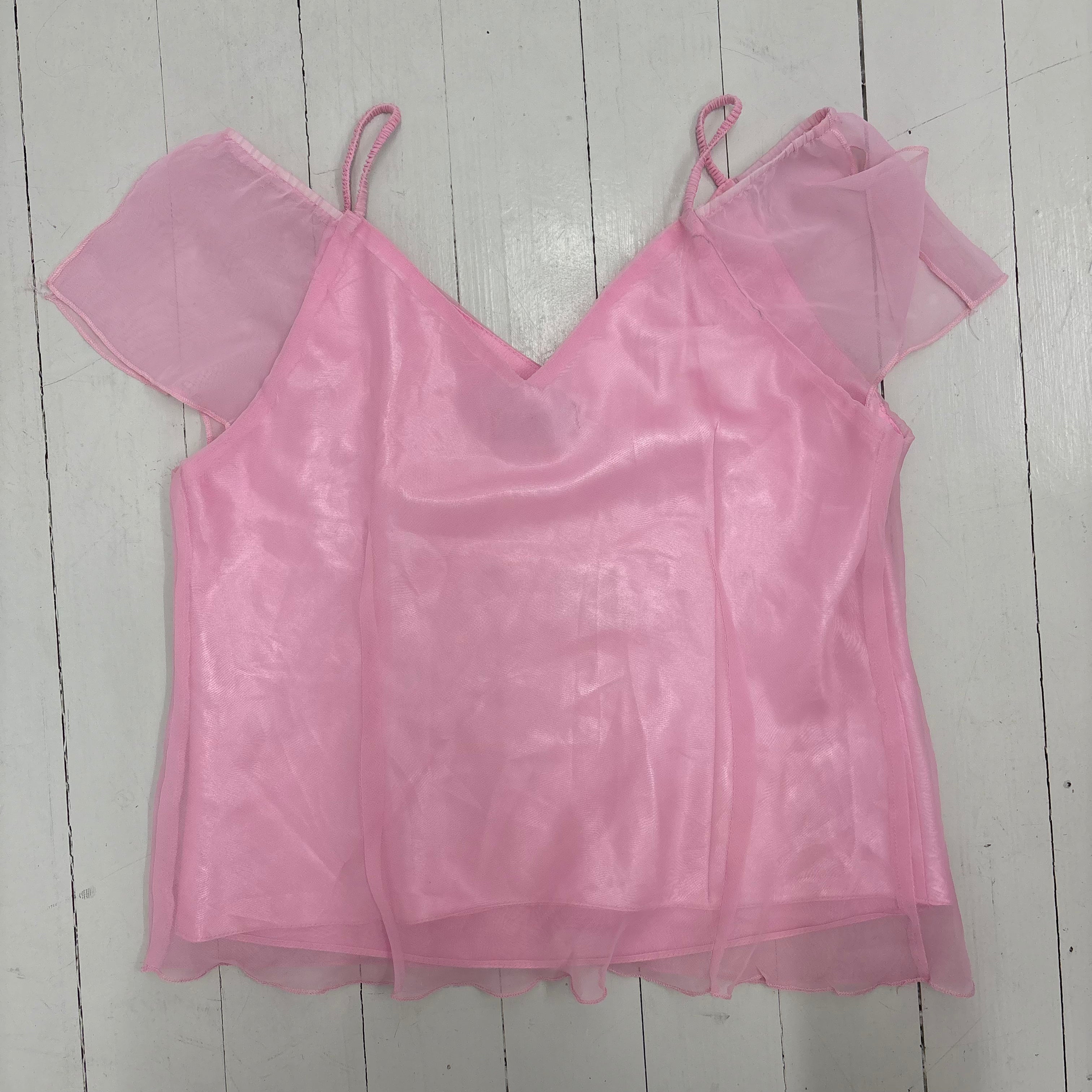 Y2K Pink Sheer Floral Top