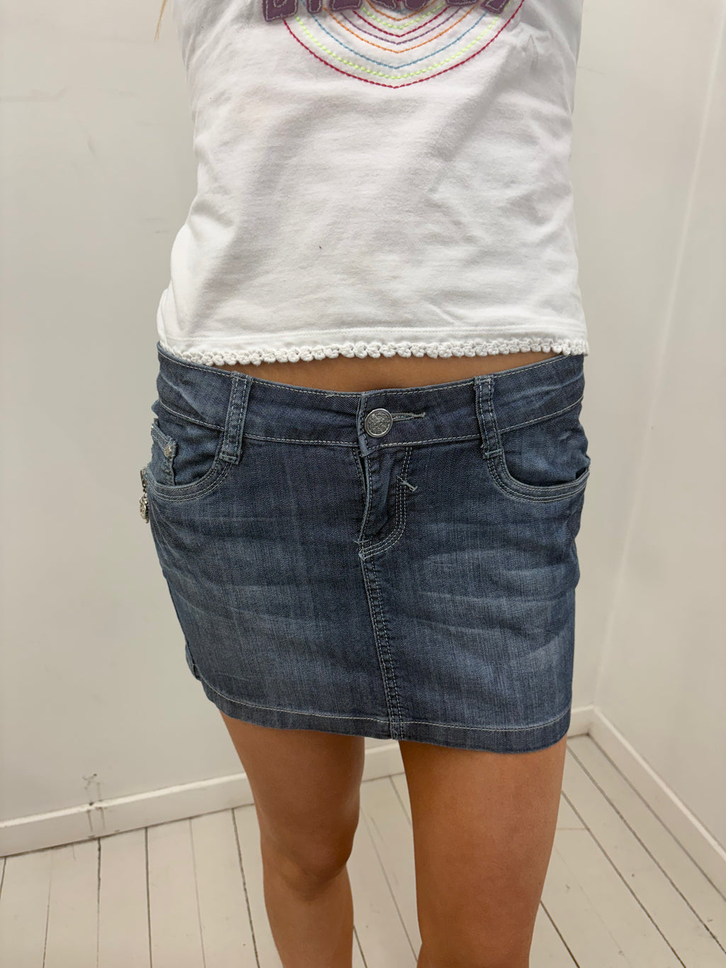 DND Jeans Low Rise Denim Mini Skirt