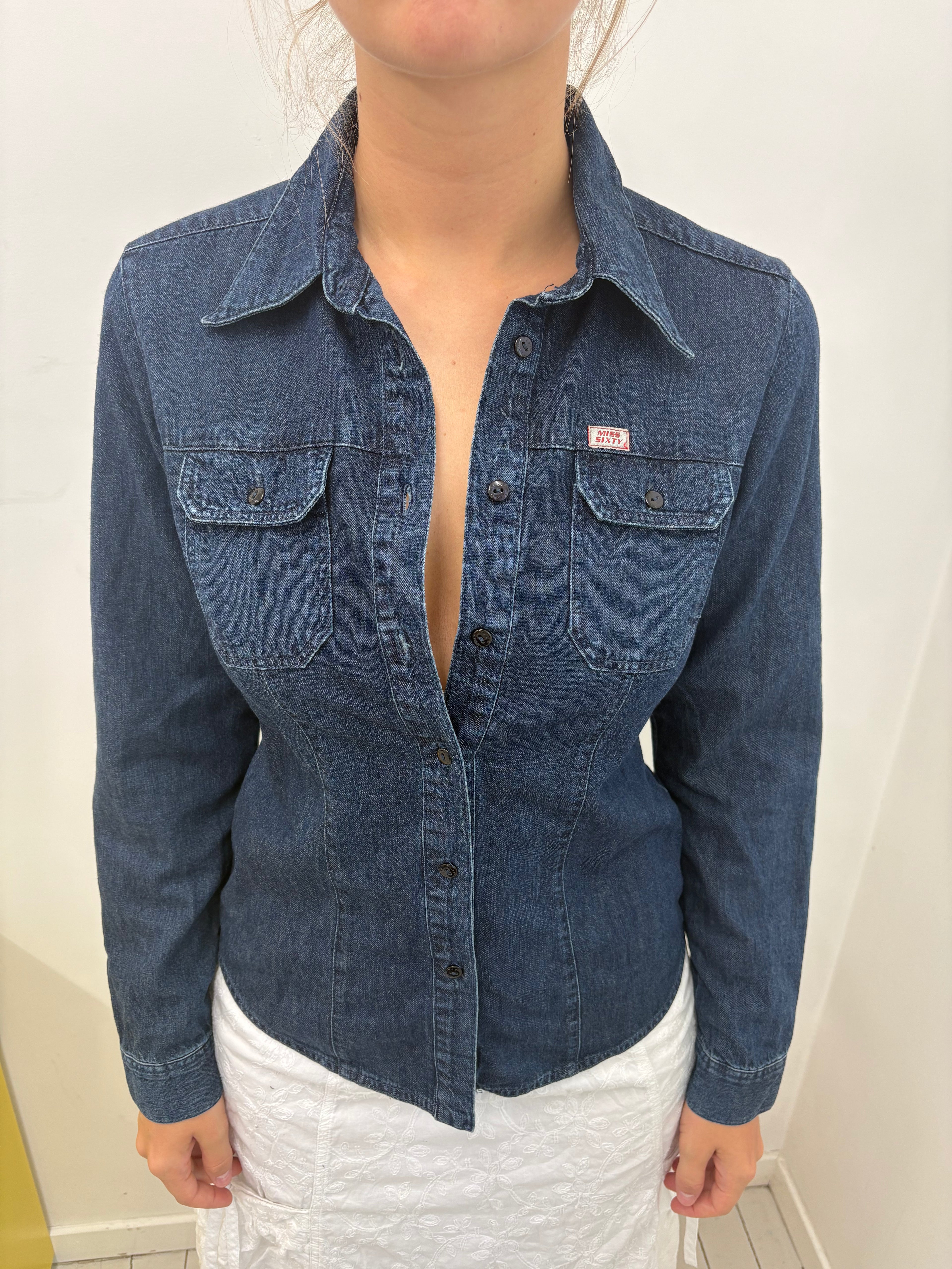 Vintage Miss Sixty Fitted Denim Shirt Y2K