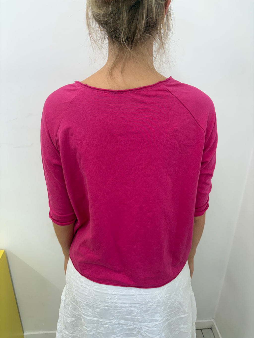 Pink Script Print Rhinestone Logo Top Y2K