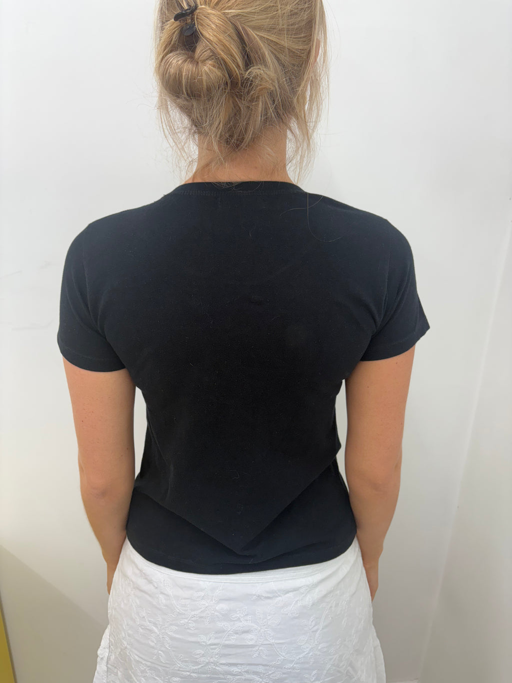 Vintage D&G Black Silver Glitter Logo Baby Tee Y2K