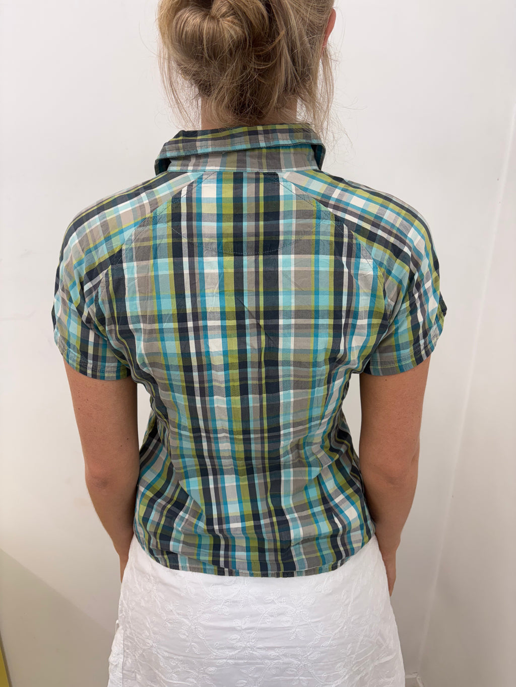 Lafuma Plaid Short Sleeve Fitted Shirt Vintage Y2K