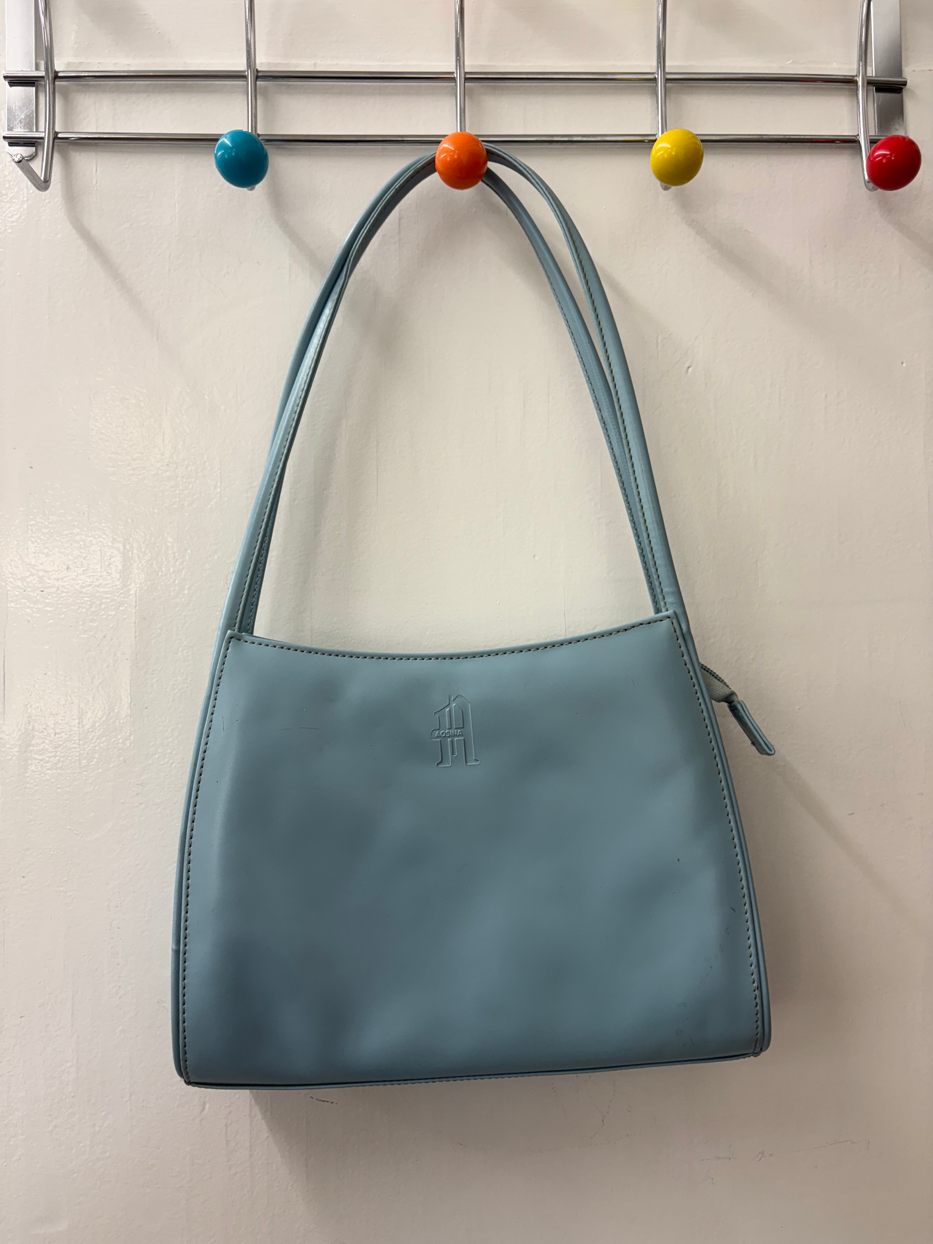 Baby Blue Mini Shoulder Bag Embossed Logo Y2K