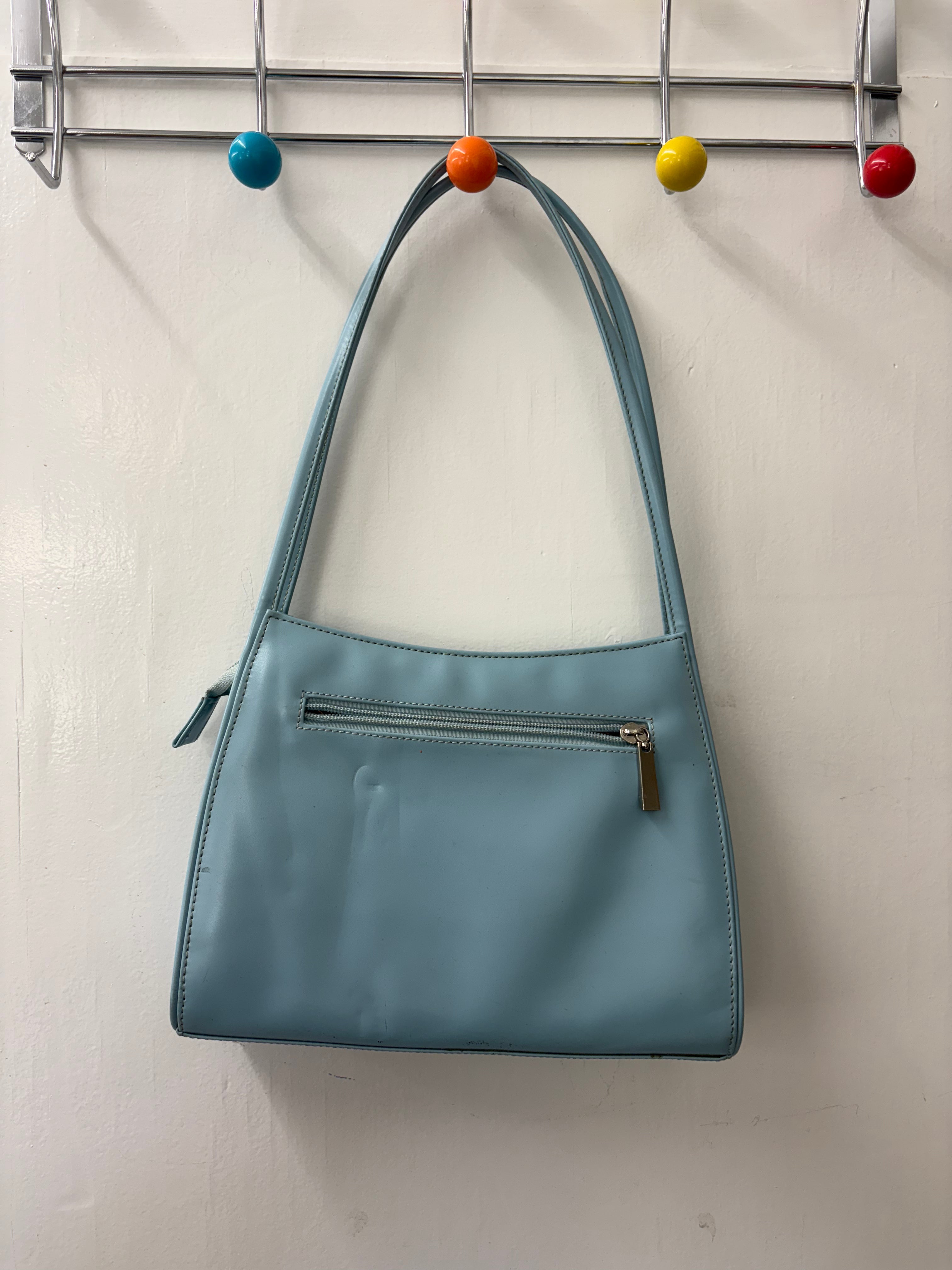 Baby Blue Mini Shoulder Bag Embossed Logo Y2K